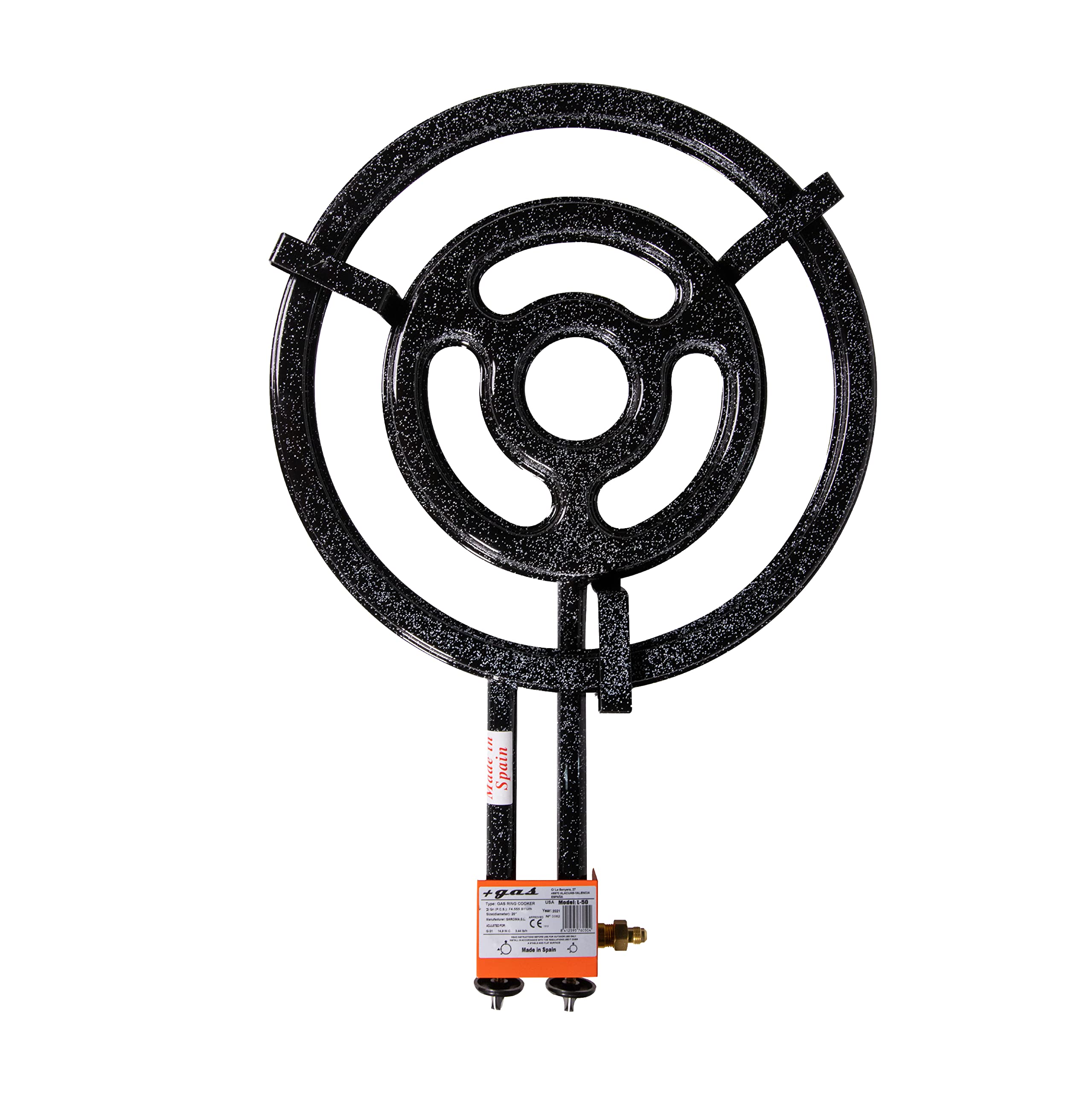 Professional Machika L-50 Butane/Propane Burner - 3 Ring Outdoor Gas Stove with Ceramic Coating | Heavy-Duty Paella Pan Burner for Restaurants, Catering & Outdoor Cooking | Fits 32