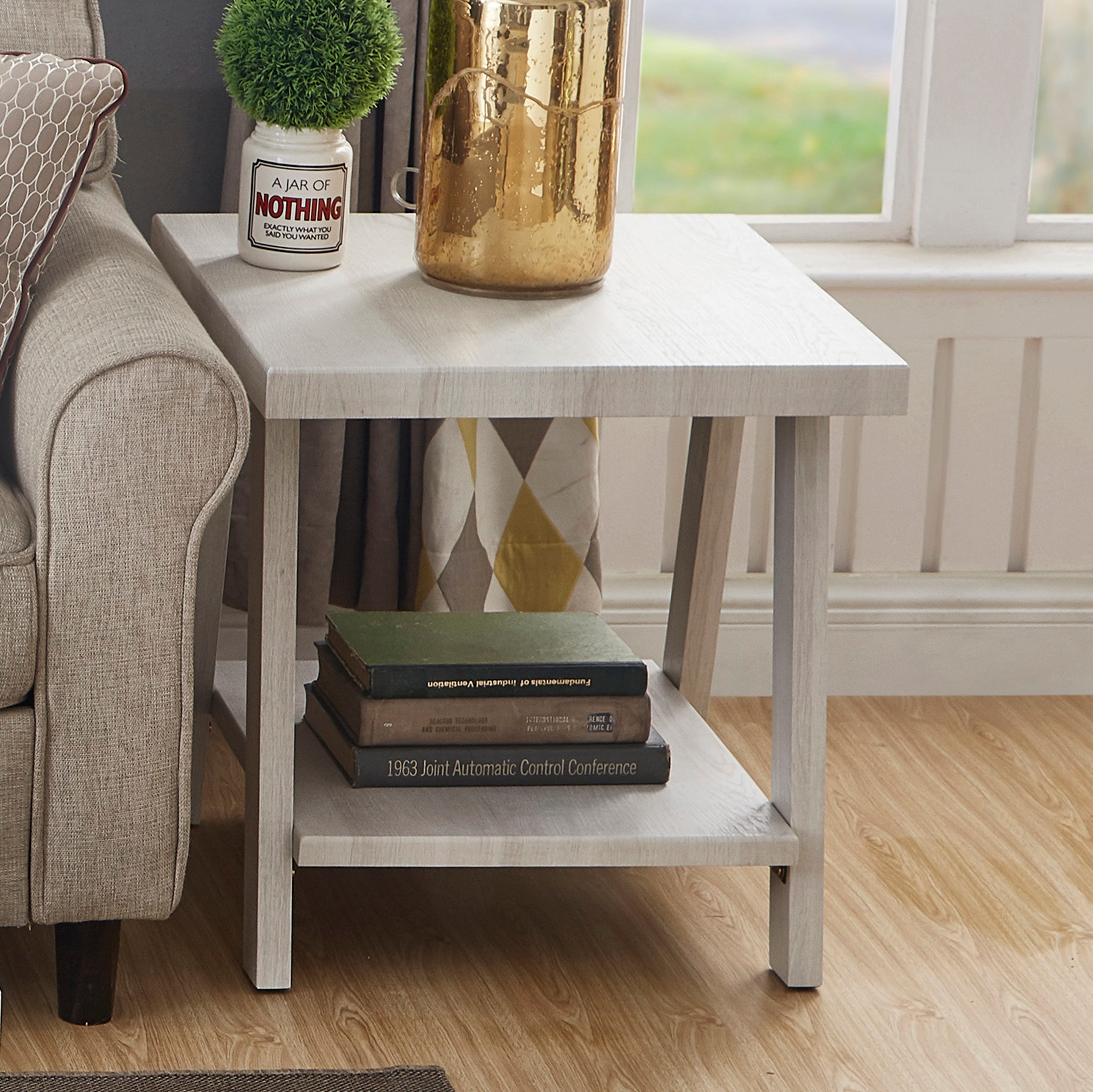 Roundhill Furniture Athens Contemporary Replicated Wood Shelf End Table - Modern Nightstand for Bedroom, Living Room, or Office - Stylish Storage & Display Solution