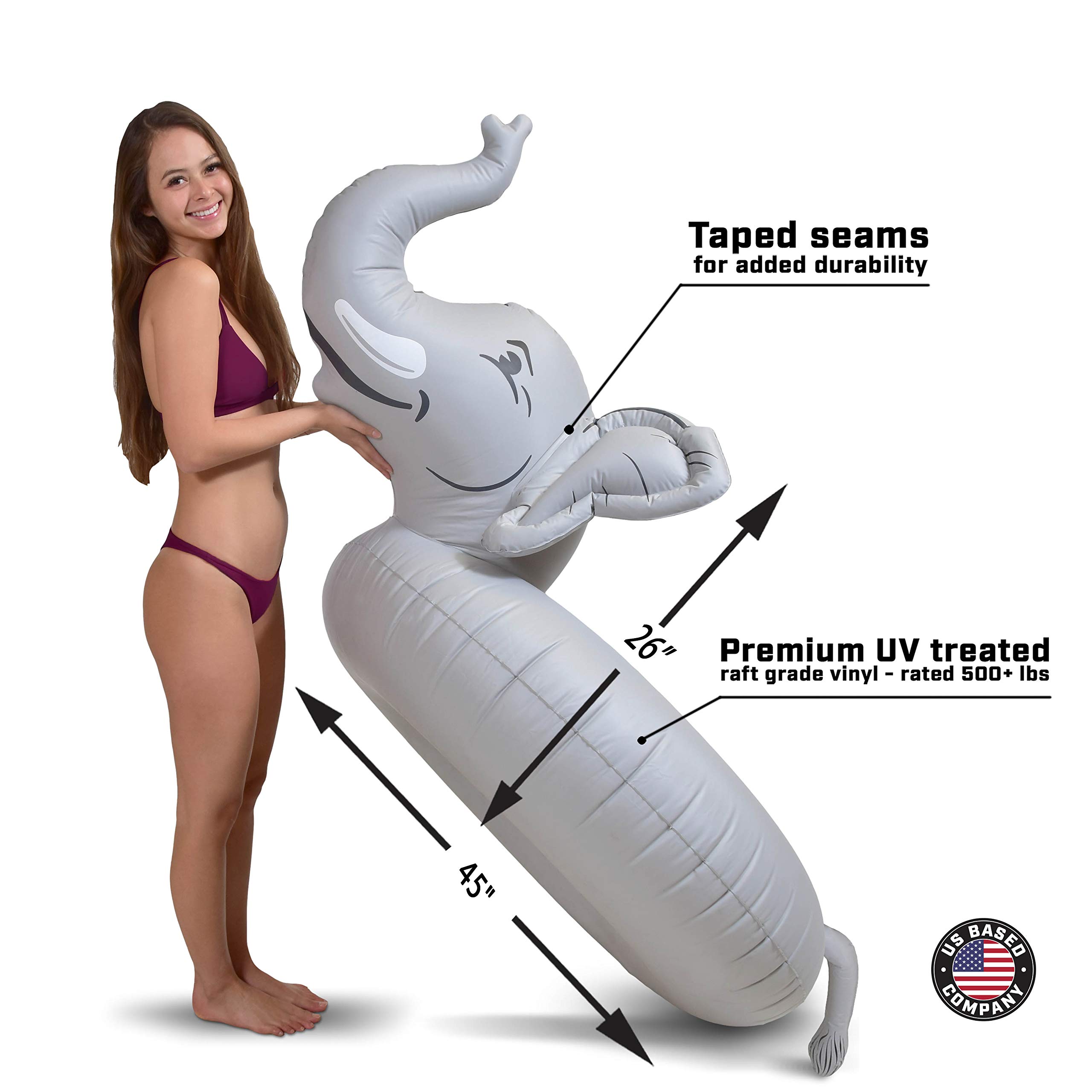 GoFloats Elephant Pool Float Inflatable Raft - Fun Swimming Tube for Adults & Kids, Perfect for Pool Parties, Beach Vacations & Summer Relaxation