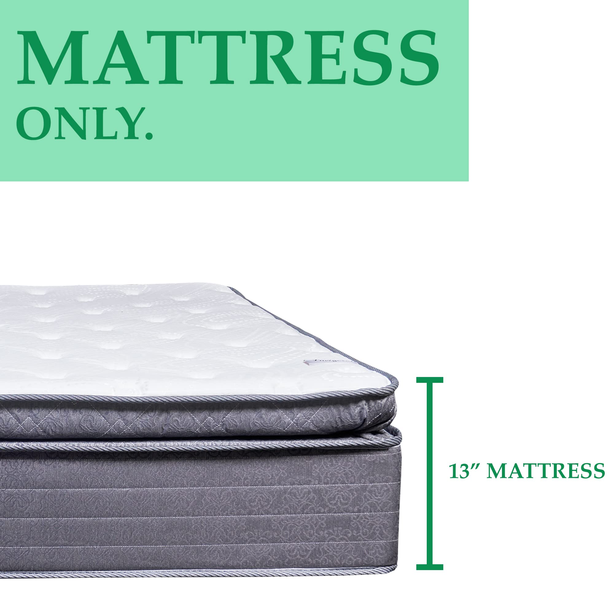13-Inch Hybrid Mattress with Foam Encased Soft Pillow Top - Full Size Contouring Comfort for Side, Back & Stomach Sleepers - Perfect for Guest Rooms, Dorms & Apartments