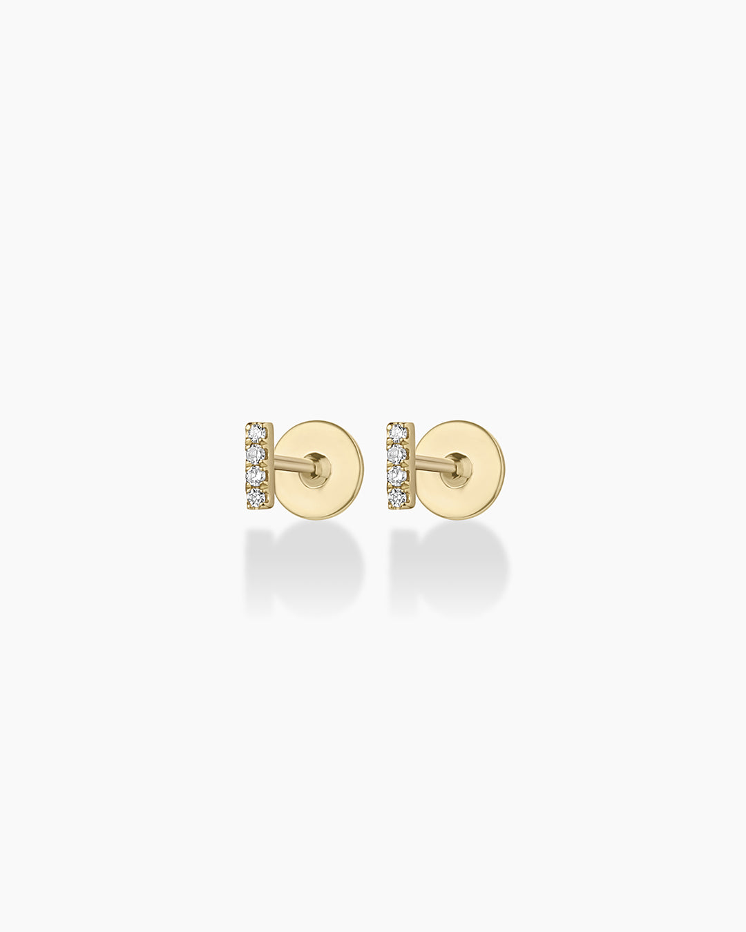 Diamond Pavé Bar Flat Back Stud Earrings for Women - Hypoallergenic Stainless Steel Cartilage Earrings for Daily Wear & Special Occasions