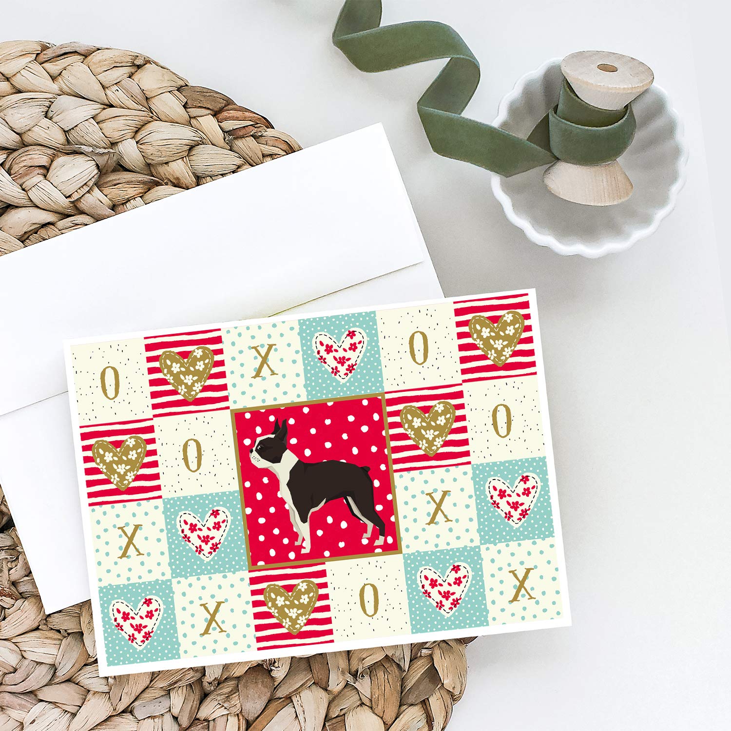 Boston Terrier Love Greeting Cards - Pack of 8 Blank A7 Note Cards with Envelopes (5x7 Inches) | Whimsical Dog-Themed Stationery for Birthdays, Thank You Notes & Special Occasions