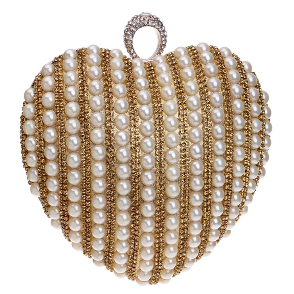 Elegant Women's Pearl Heart Clutch Purse for Evening Dinner Parties | Stylish Handbag for Weddings, Prom & Special Occasions