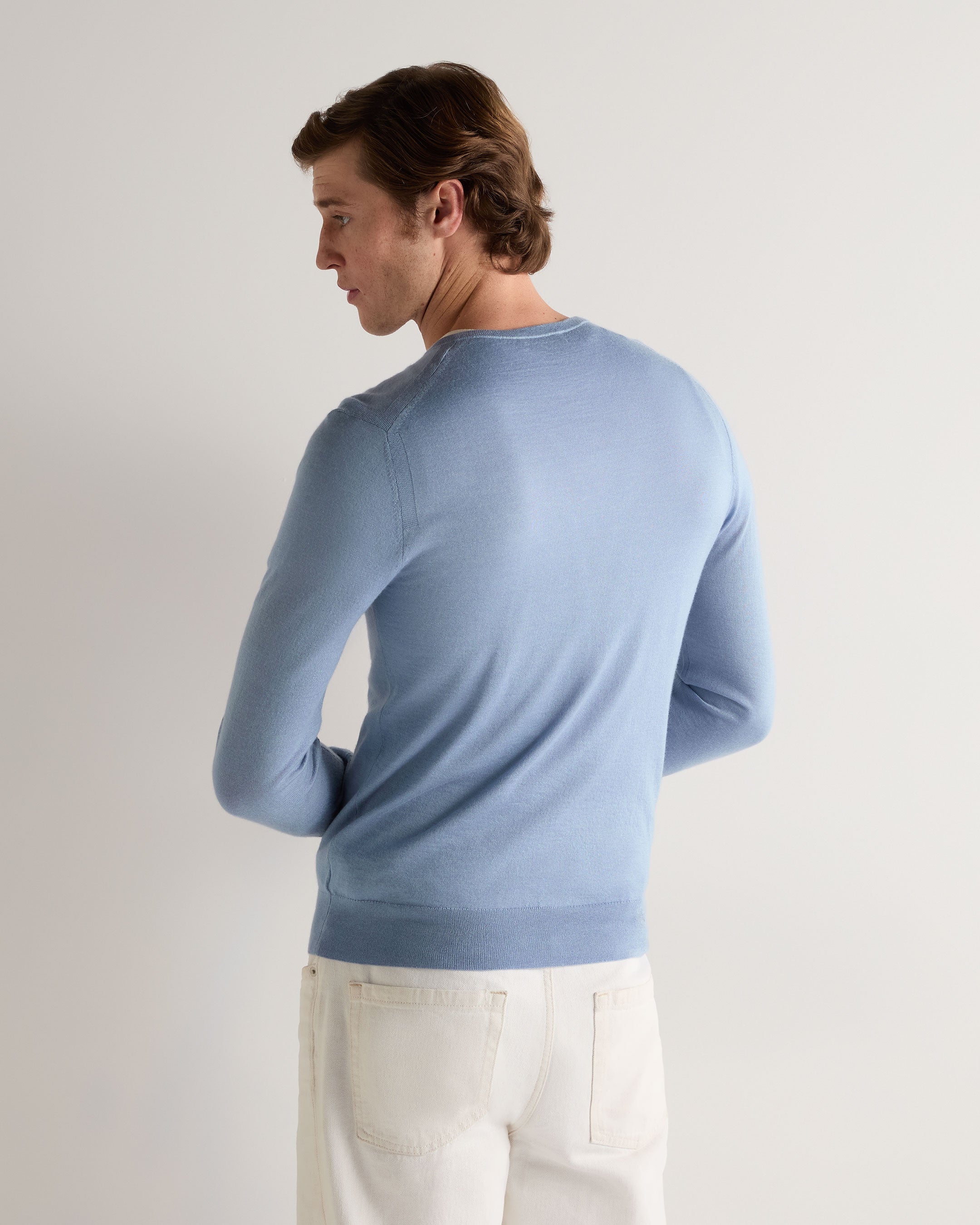 Premium Men's Fine Gauge Cashmere V-Neck Sweater in Cornflower Blue - Soft & Warm Winter Pullover for Office, Date Night & Casual Outings