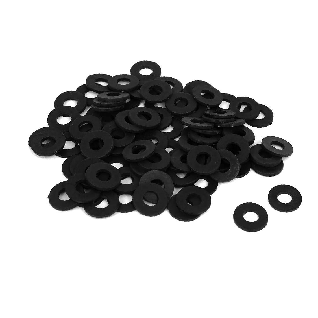 Nylon Flat Insulating Washers M4 x 9mm x 1mm - 100PCS Black Spacers & Gaskets for Electrical, Plumbing, and DIY Projects