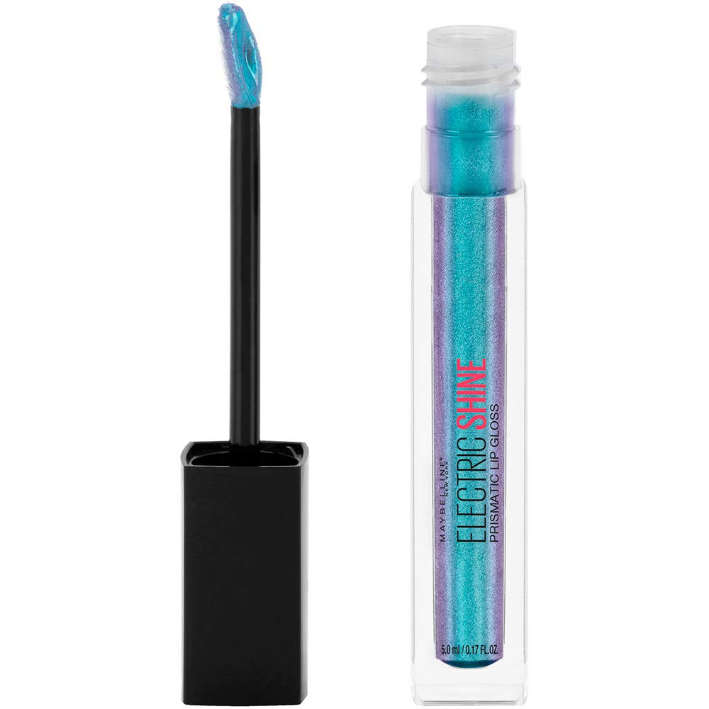 Maybelline New York Lip Studio Electric Shine Prismatic Lip Gloss - Vibrant Electric Blue, 0.17 fl oz | High-Shine, Non-Sticky Formula for Bold, Glamorous Looks - Perfect for Parties, Night Out & Special Occasions