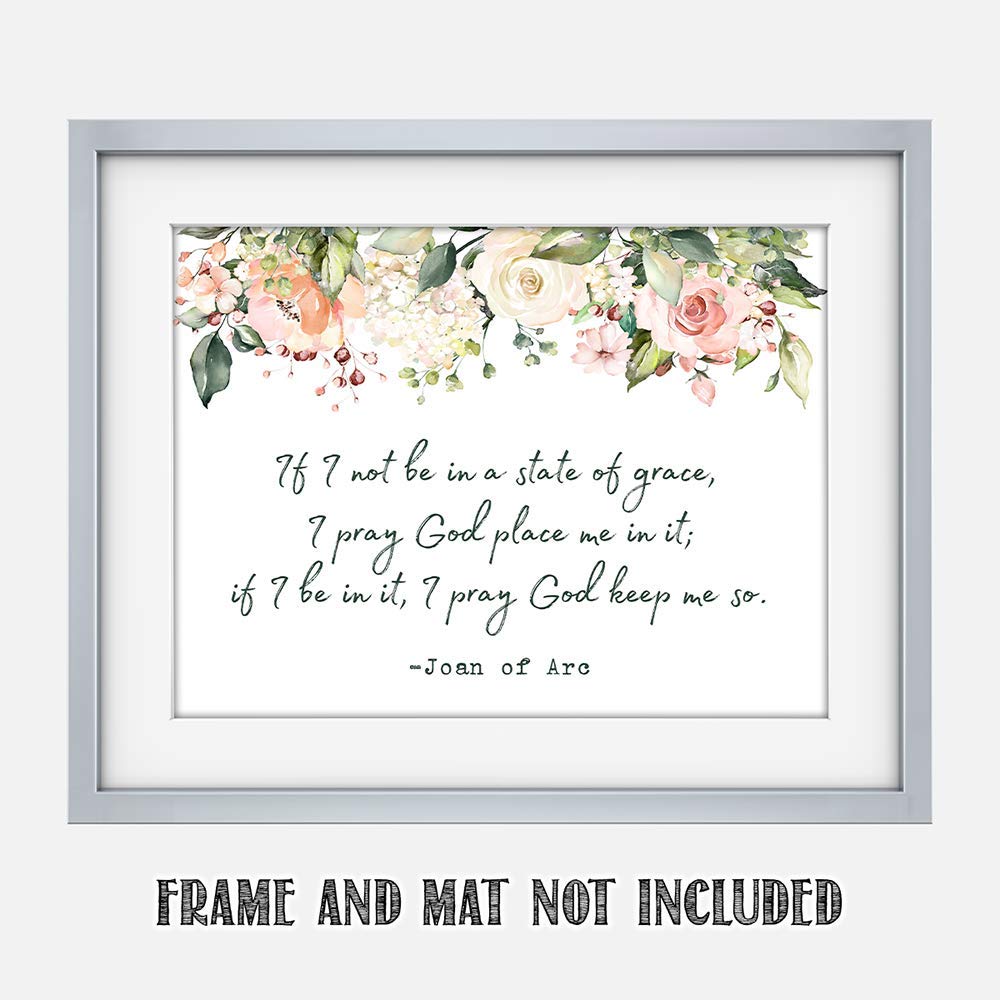 TJ Originals - Joan of Arc Christian Bible Quote Wall Art Print 11x14 Inches | Inspirational Bible Verse Decor for Home, Office & Church | Gift for Women, Family & Friends | Birthday & Religious Occasions | Floral Design