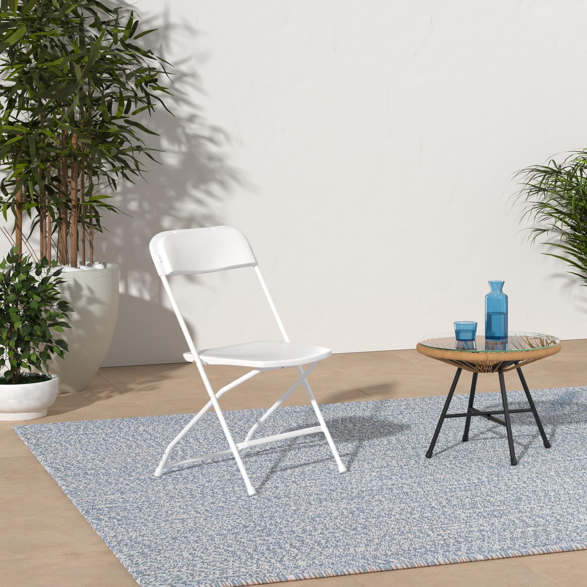6-Pack White Plastic Folding Chairs - Stackable Lightweight Outdoor Party Chairs for Wedding, Event, Office, Meeting & Home Use - 650 lbs Weight Capacity - Perfect for Backyard BBQs, Picnics, Banquets & Indoor Gatherings