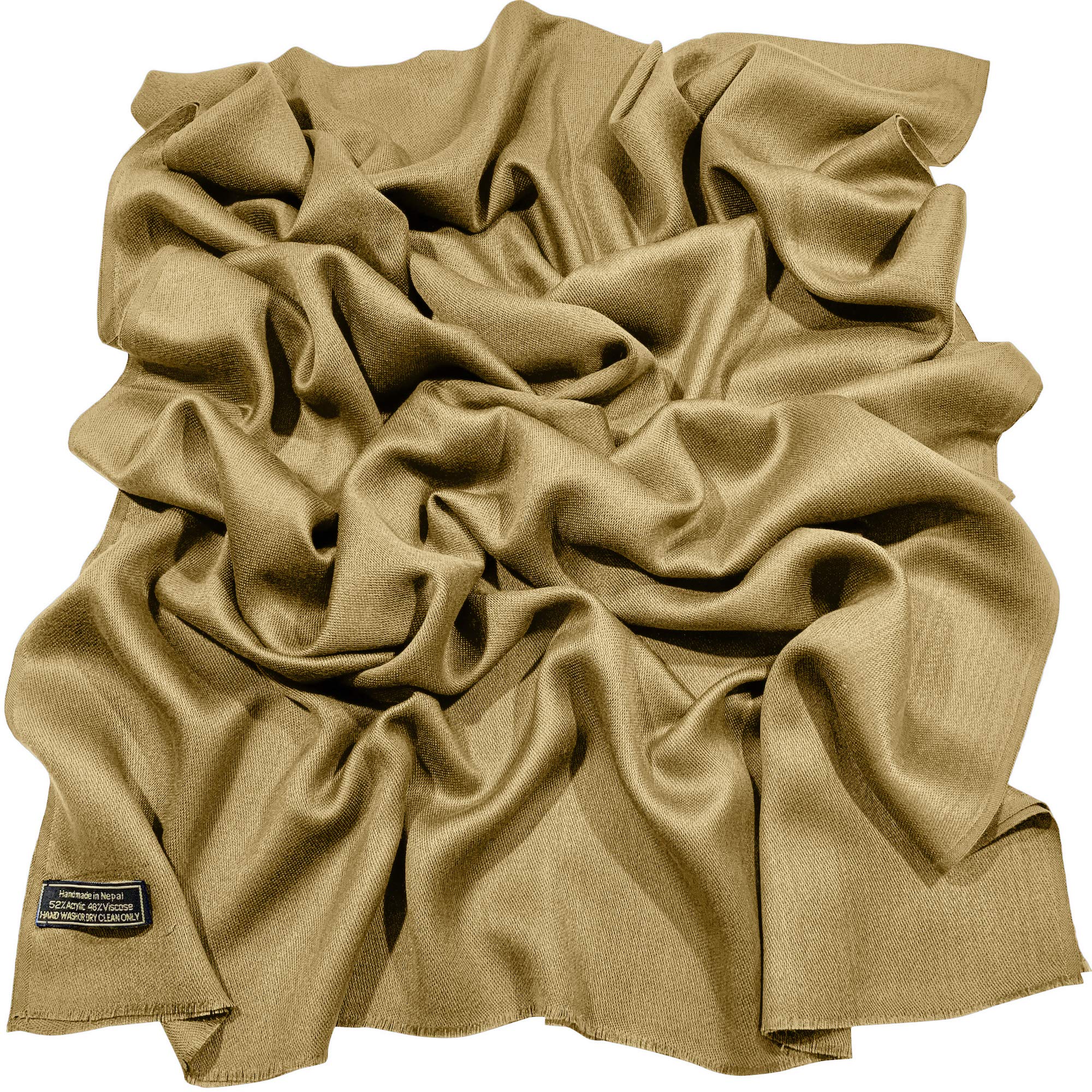 Premium Nepalese Fringe Shawl - Solid Color Pashmina Scarf Wrap, Stole & Head Cover - Soft & Lightweight for Women - Perfect for Winter, Yoga, Travel & Gift Giving