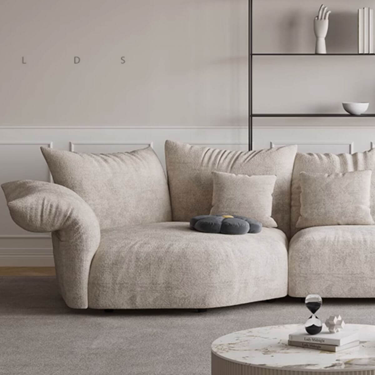 Modern L-Shaped Sectional Sofa with Chaise Lounge - Cream Fabric, Left-Facing Design - Perfect for Living Room, Family Room & Small Spaces