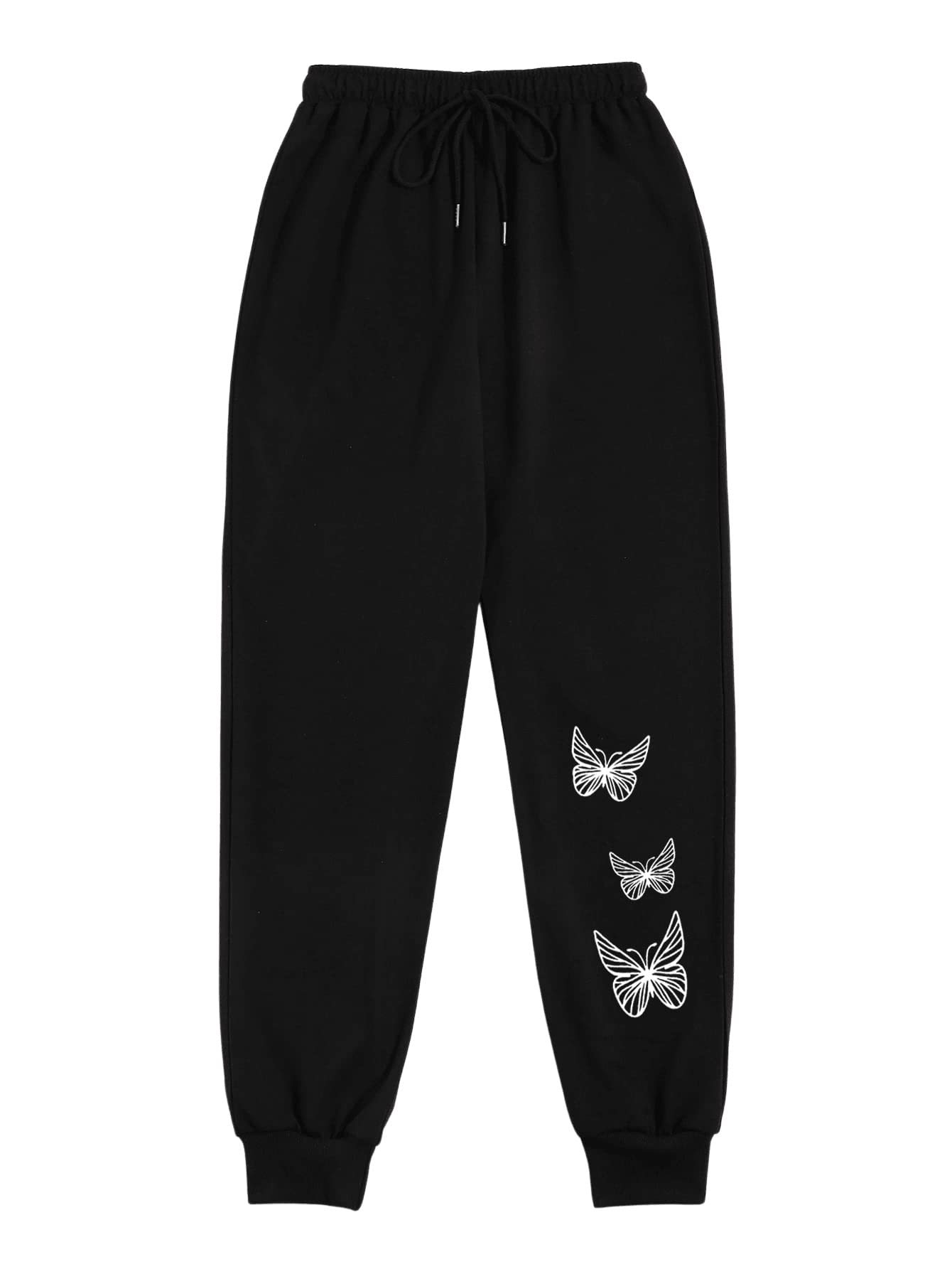 SweatyRocks Women's High Waisted Jogger Pants - Elastic Drawstring Sweatpants with Trendy Graphic Print | Perfect for Yoga, Gym, Lounge & Casual Wear