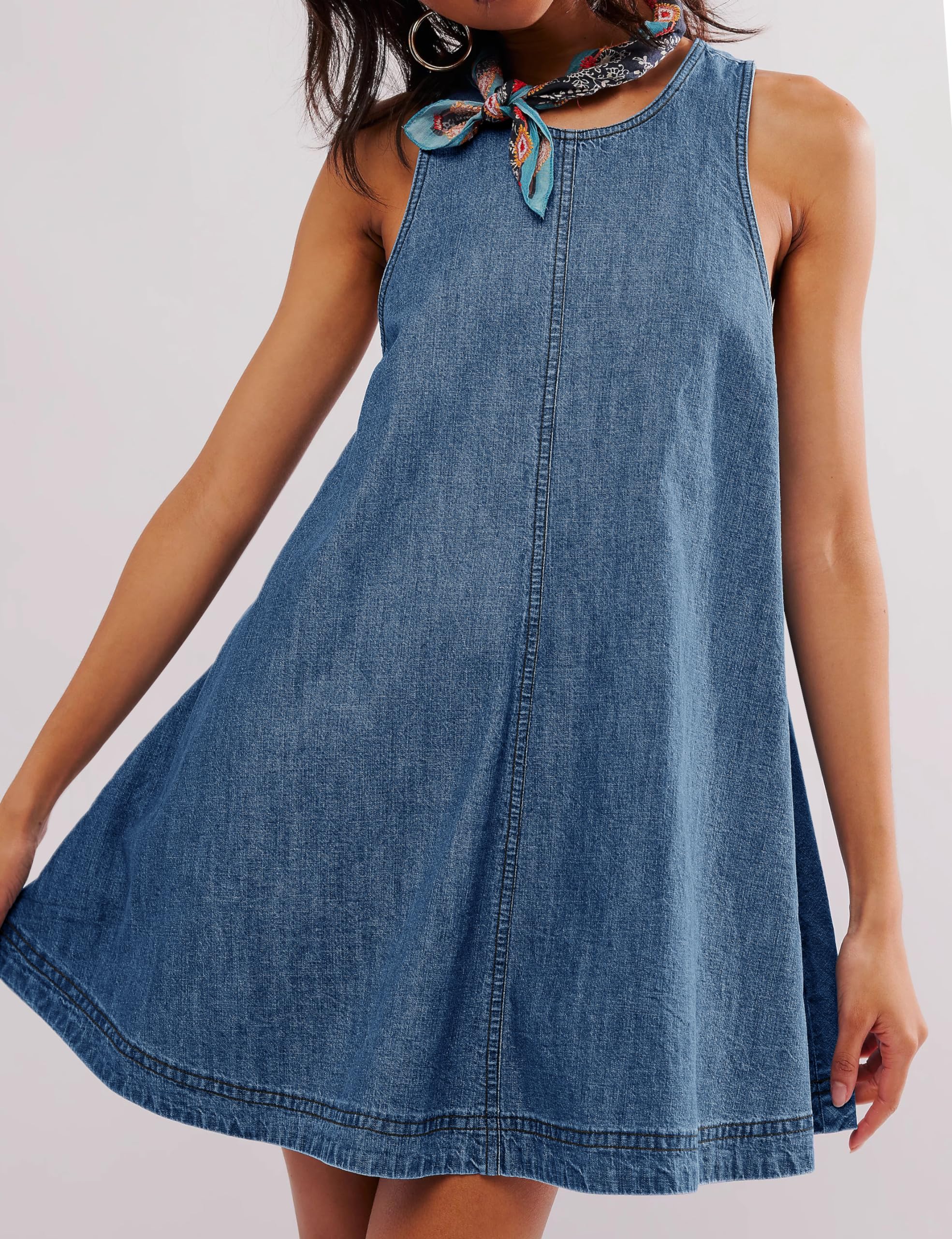 Women's Denim Dress Summer Casual Sleeveless Mini Jean Dress with Pockets | Flowy & Comfortable for Beach, Party & Daily Wear