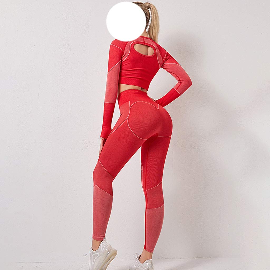 WPYYI Women's Seamless Yoga Set - Long Sleeve Workout Outfit for Gym, Fitness & Outdoor Activities | Breathable Sports Wear for Yoga, Running & Active Lifestyle