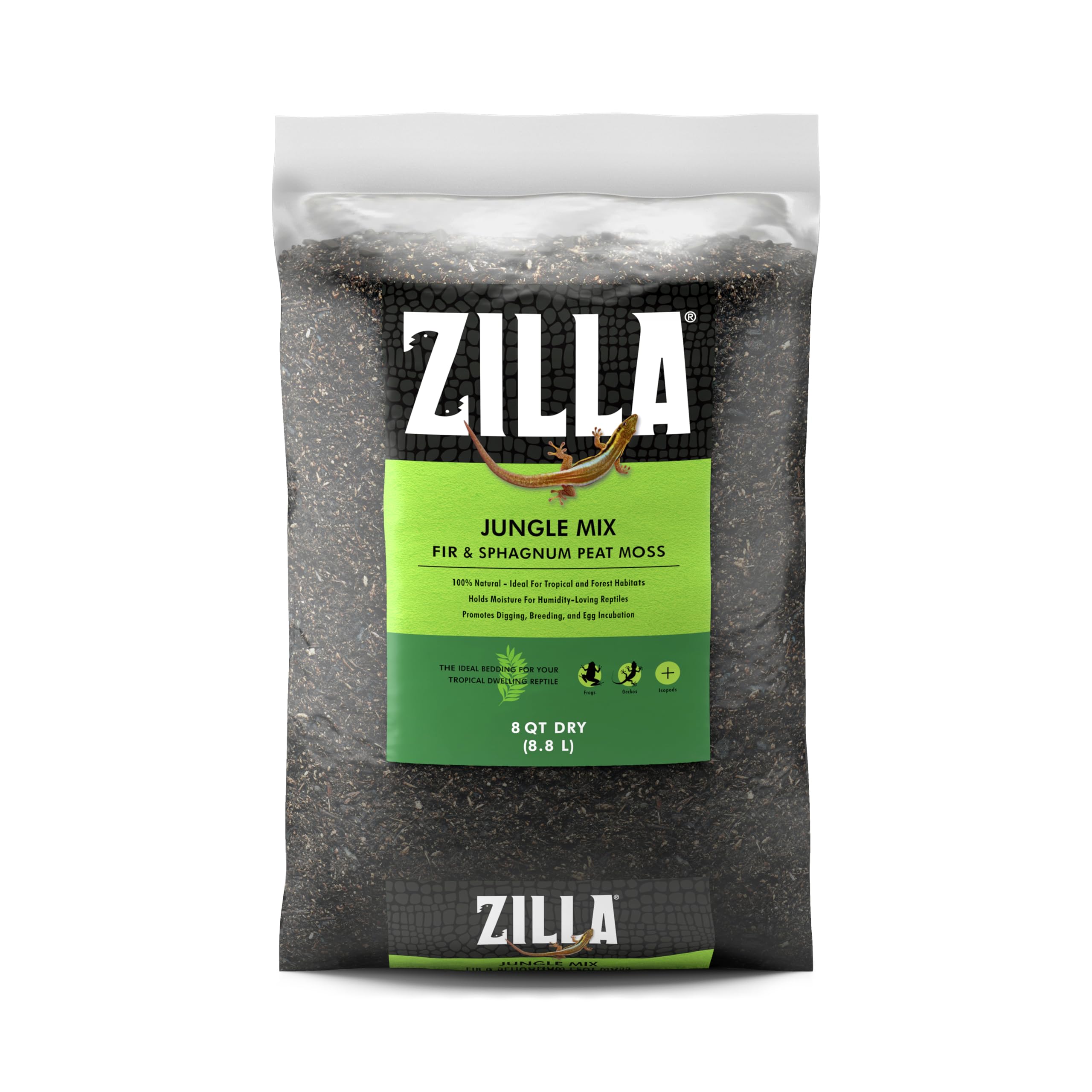 Zilla Reptile Terrarium Bedding Substrate - Natural Jungle Mix for Lizards & Snakes - 8 Quart - Ideal for Tropical Habitat & Terrarium Decor