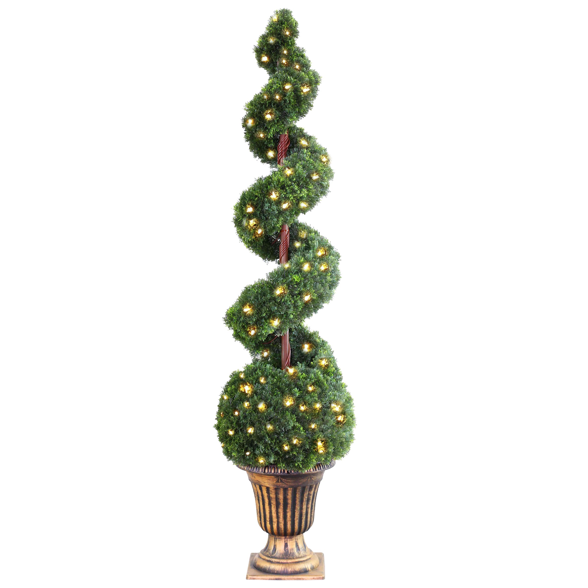 66 in. Pre-Lit Cedar Spiral Topiary Tree - Artificial Outdoor Christmas Decor for Porch, Garden, and Holiday Party Decoration