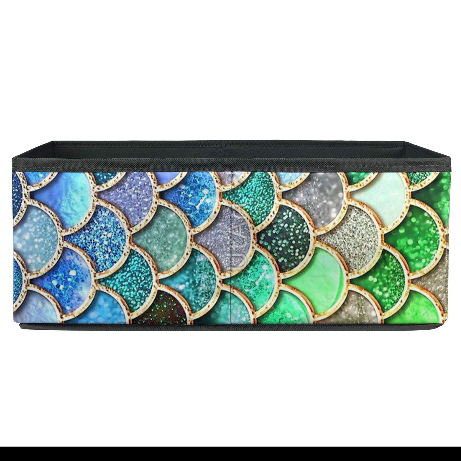 Doginthehole Green Mermaid Print Foldable Underwear Drawer Organizer - Storage Box for Clothes, Socks, Bras & Accessories | Perfect for Bedroom, Closet & Travel Organization