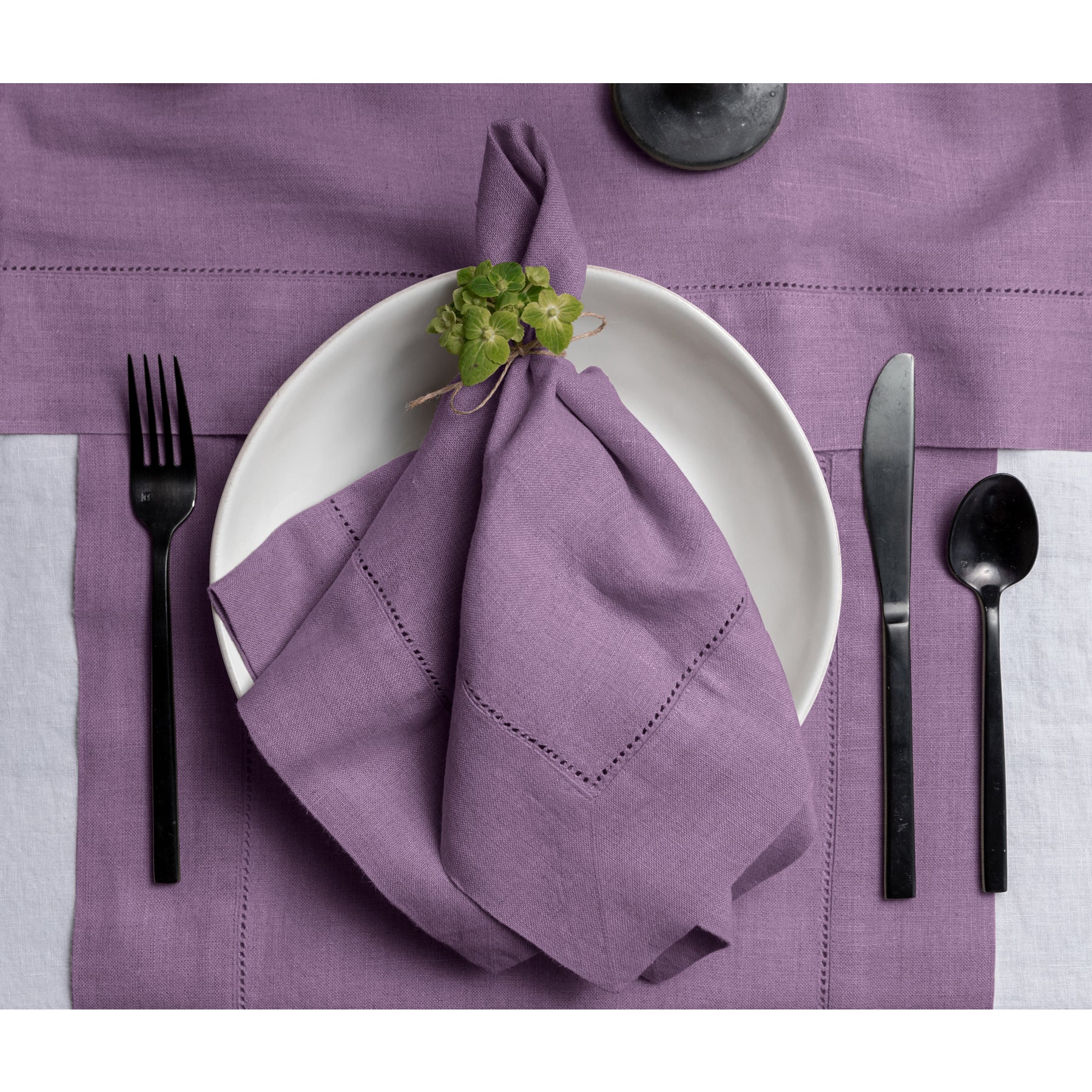 Premium Heavyweight Hemstitch Linen Napkins - Set of 4 - Elegant Dinner Party & Formal Dining Table Decor