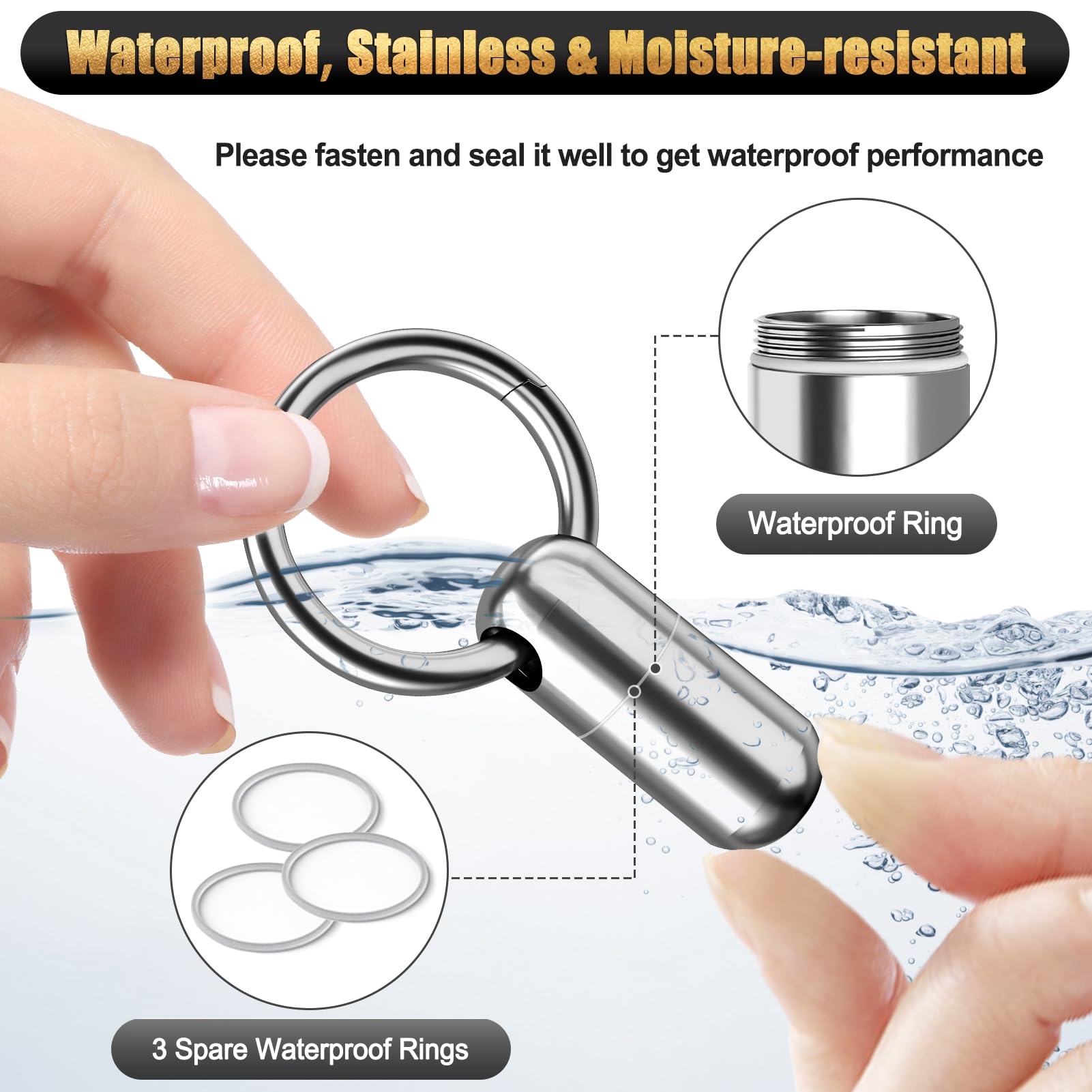 2-Be-Best Mini Titanium Alloy Pill Holder with Keychain - Waterproof Portable Pill Case for Travel, Outdoor & Daily Use - Compact Single Pill Box Container - Perfect Gift for Medication Storage on the Go