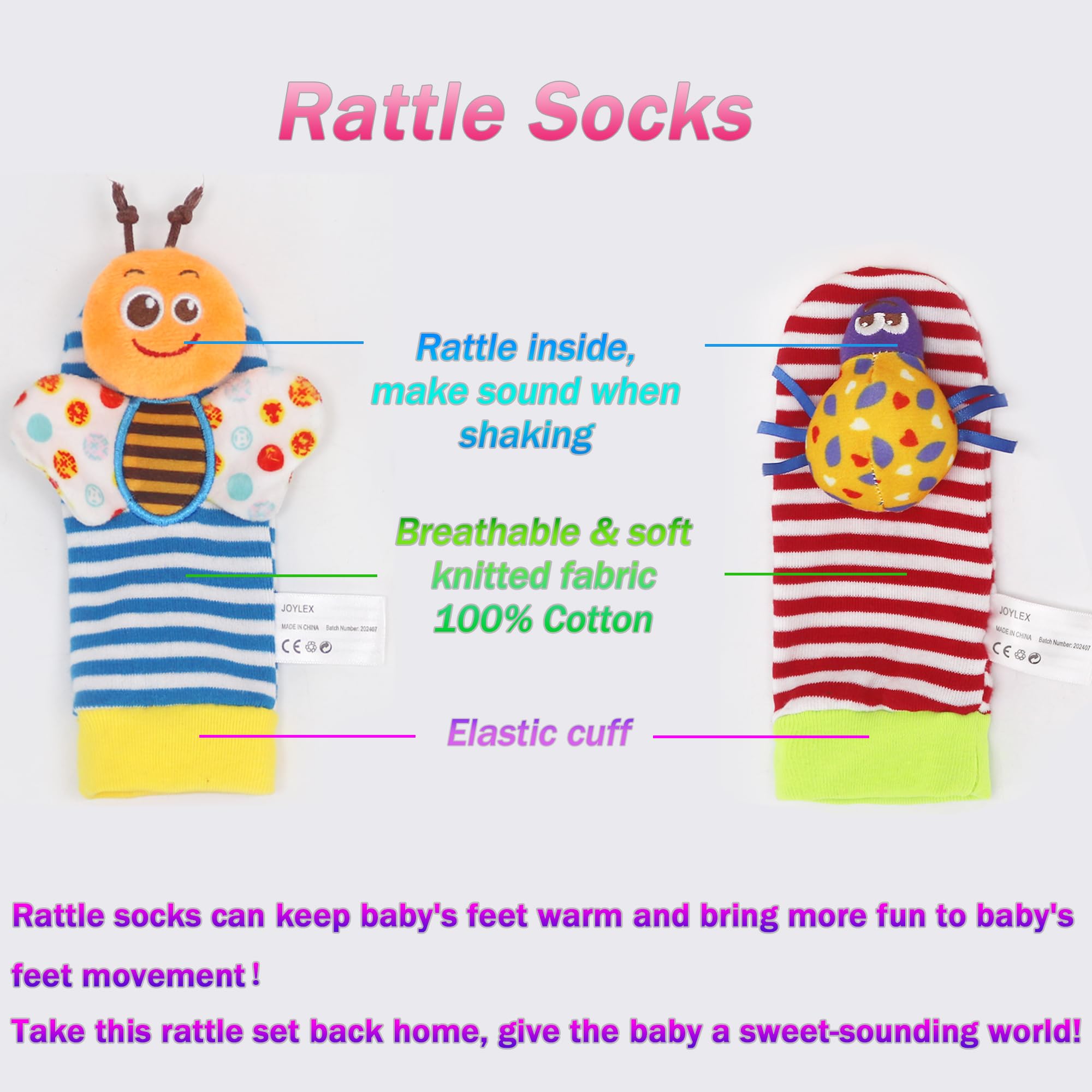 Soft Baby Rattle & Socks Set - Early Educational Toys Gift for Newborns - Playtime & Learning Fun