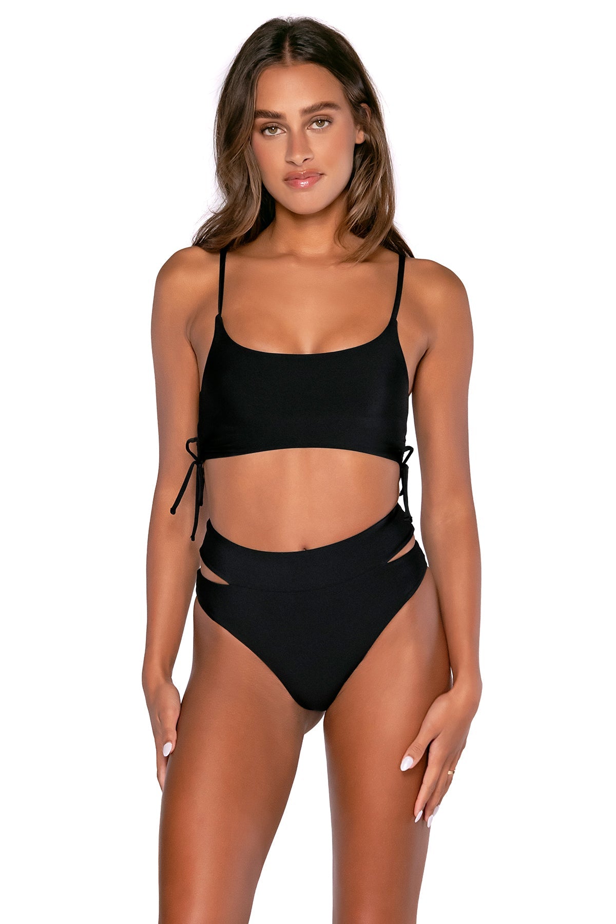 B Swim Black Out Adeline Bikini Top - Women's High Support Swimwear for Beach, Pool & Vacation | Perfect for Surfing, Sunbathing & Summer Activities