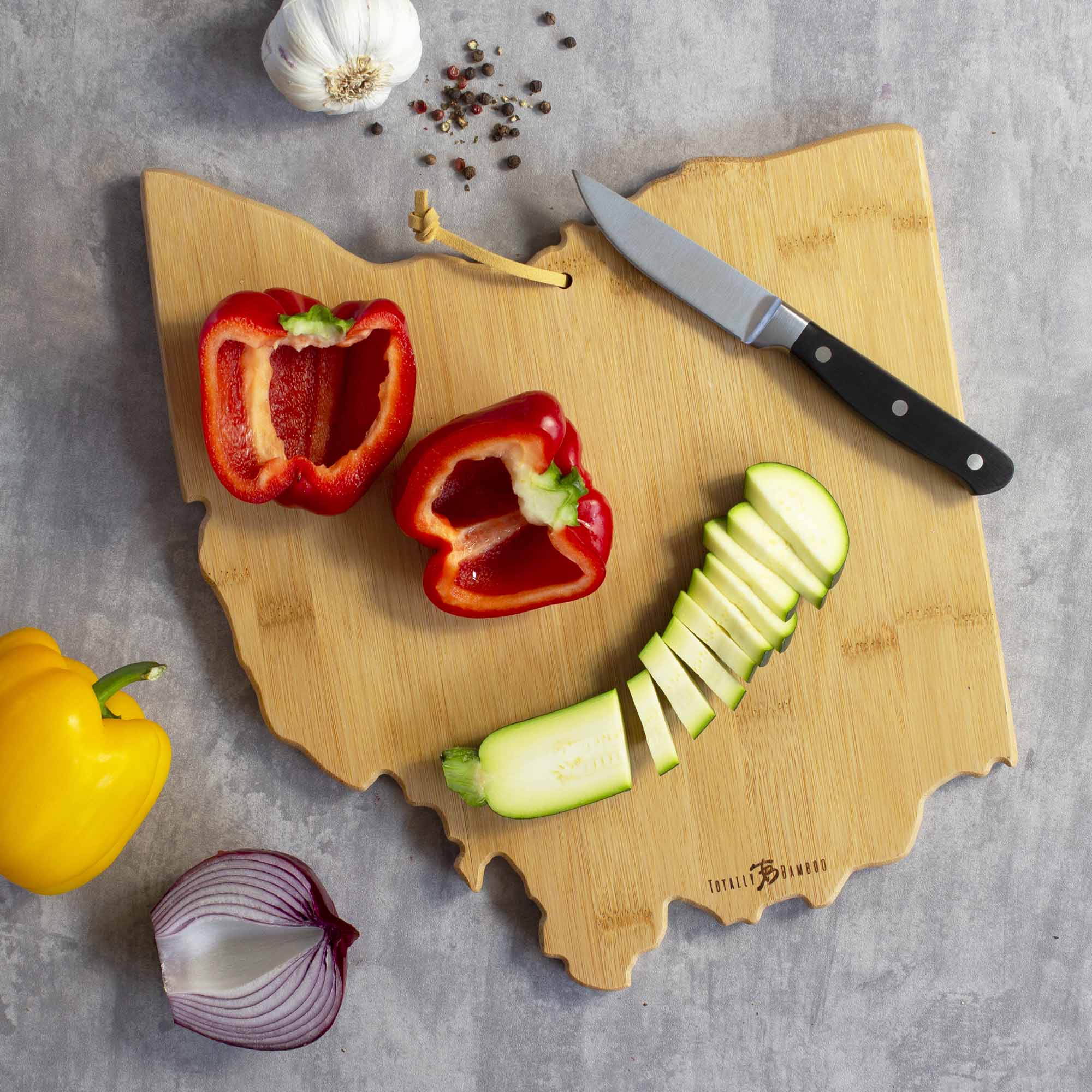 Premium Ohio Wood Cutting Board with Fish Kiss™ Artwork - Durable Kitchen Essential for Chopping, Serving & Decor