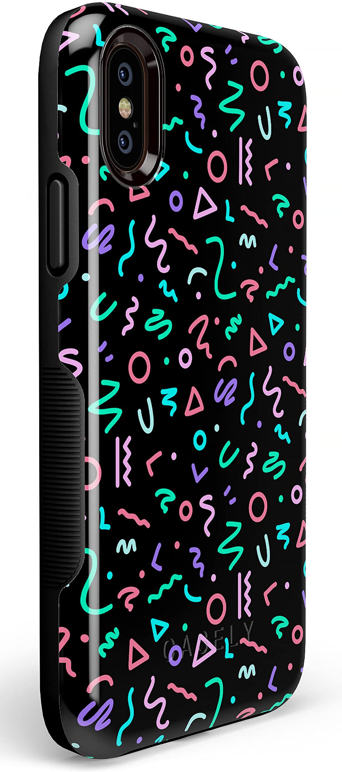 Casely iPhone X/XS Glow in The Dark Retro Phone Case - Shockproof Protective Cover with Unique Vibing Design | Perfect for Nighttime Visibility, Concerts & Retro Style Lovers
