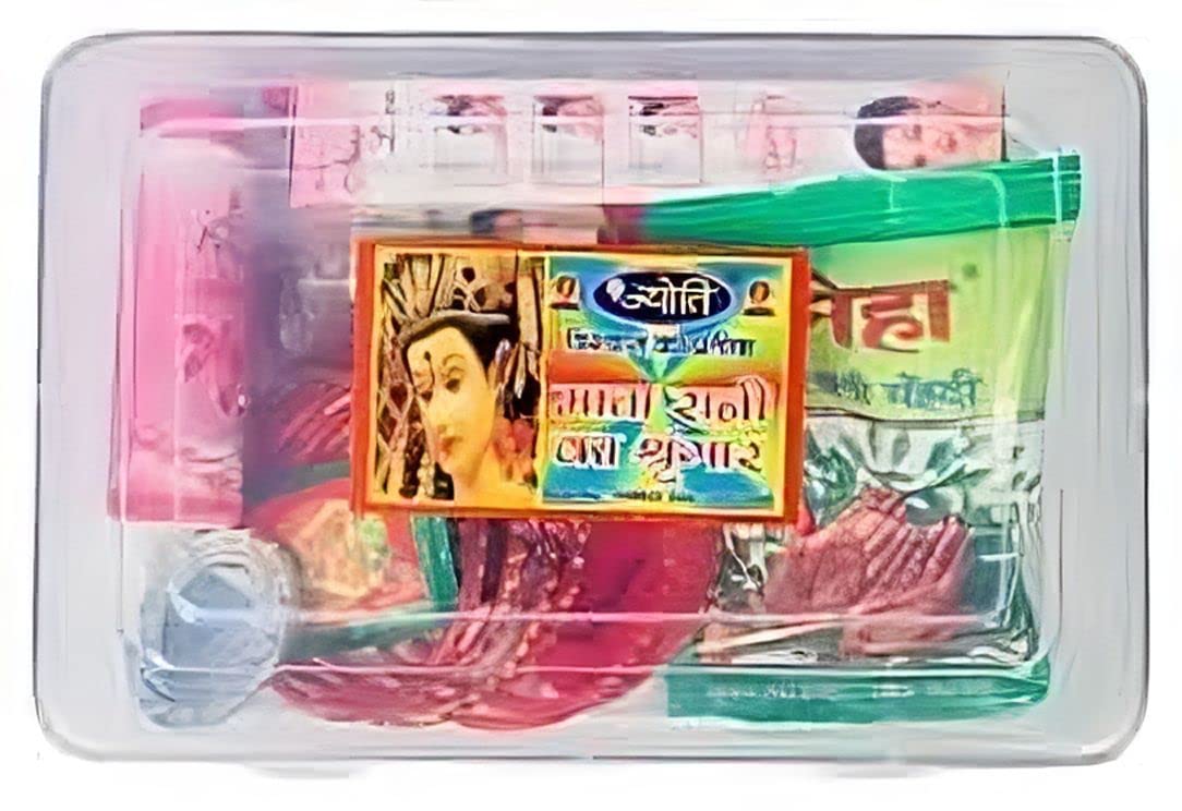 16-Piece Hartalika Teej Shringar Puja Kit with Long Mata Ki Chunri - Deviji Worship Set in Red Cotton & Polyresin - Perfect for Hindu Festivals, Puja Rituals & Traditional Ceremonies