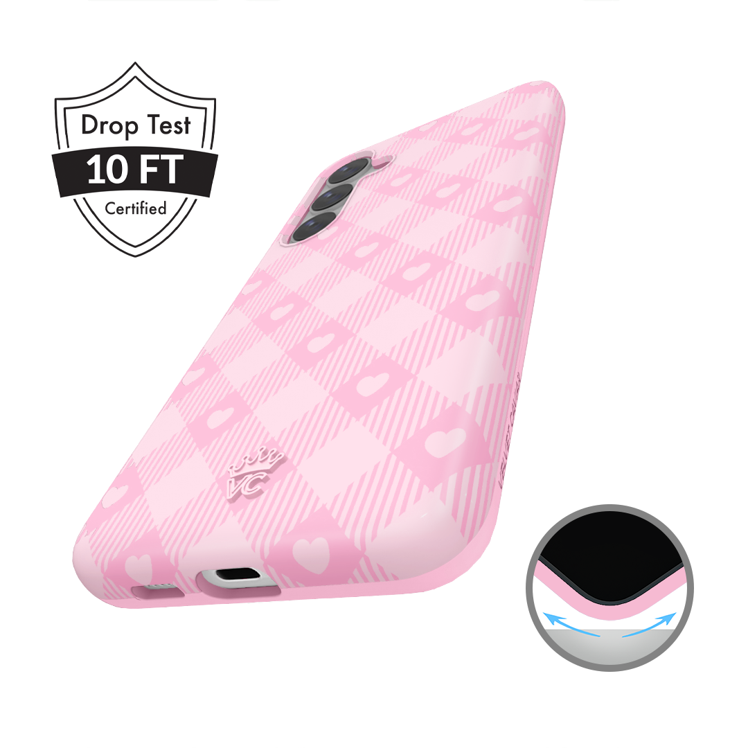 Pink Gingham Samsung Phone Case - Cute & Stylish Protective Cover for Samsung Galaxy - Perfect for Everyday Use, Work & Travel
