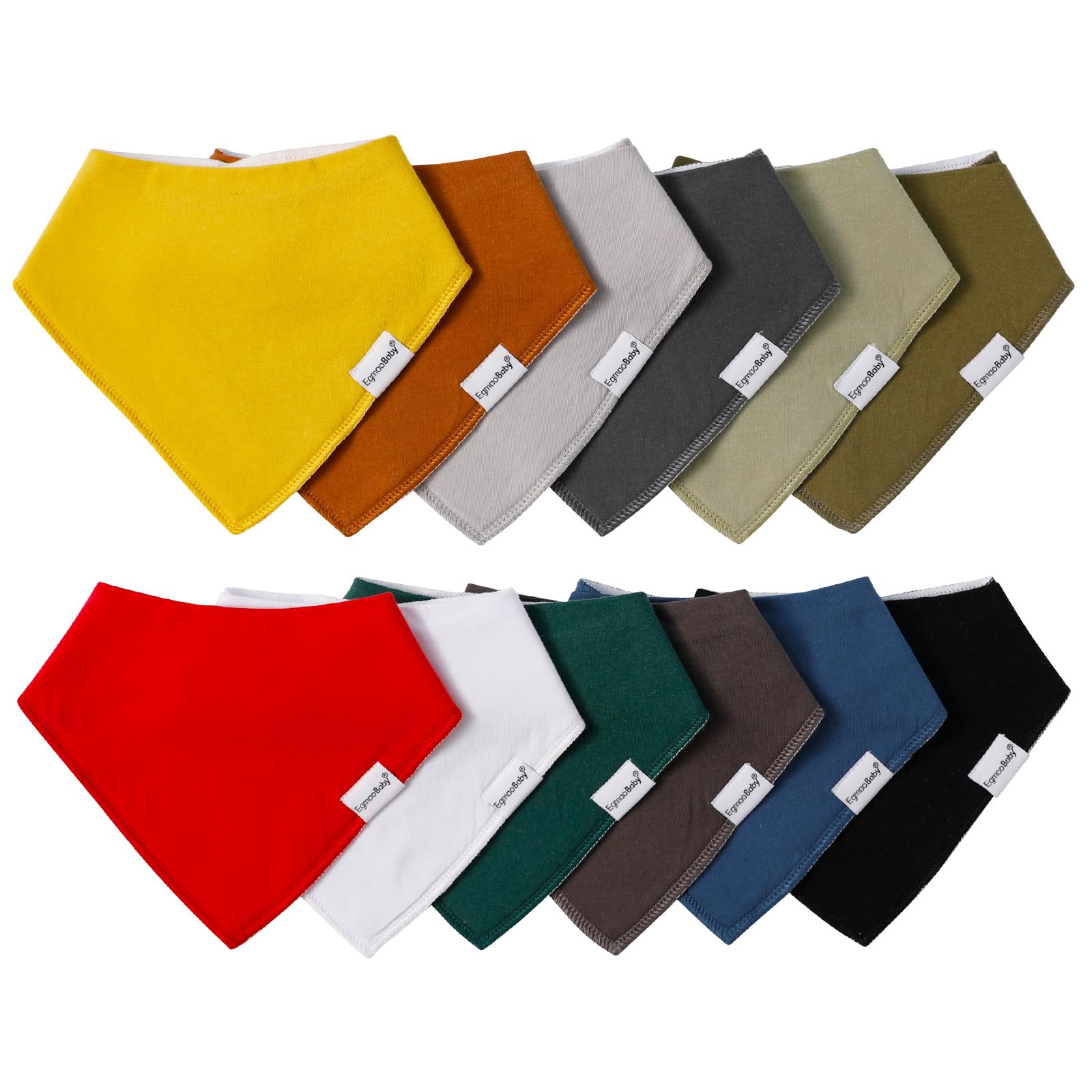 12 Pack Baby Bandana Drool Bibs for Boys & Girls - Soft Cotton Teething Bibs for Infants & Toddlers - Unisex Solid Color Drool Bibs for Feeding, Teething, and Messy Playtime