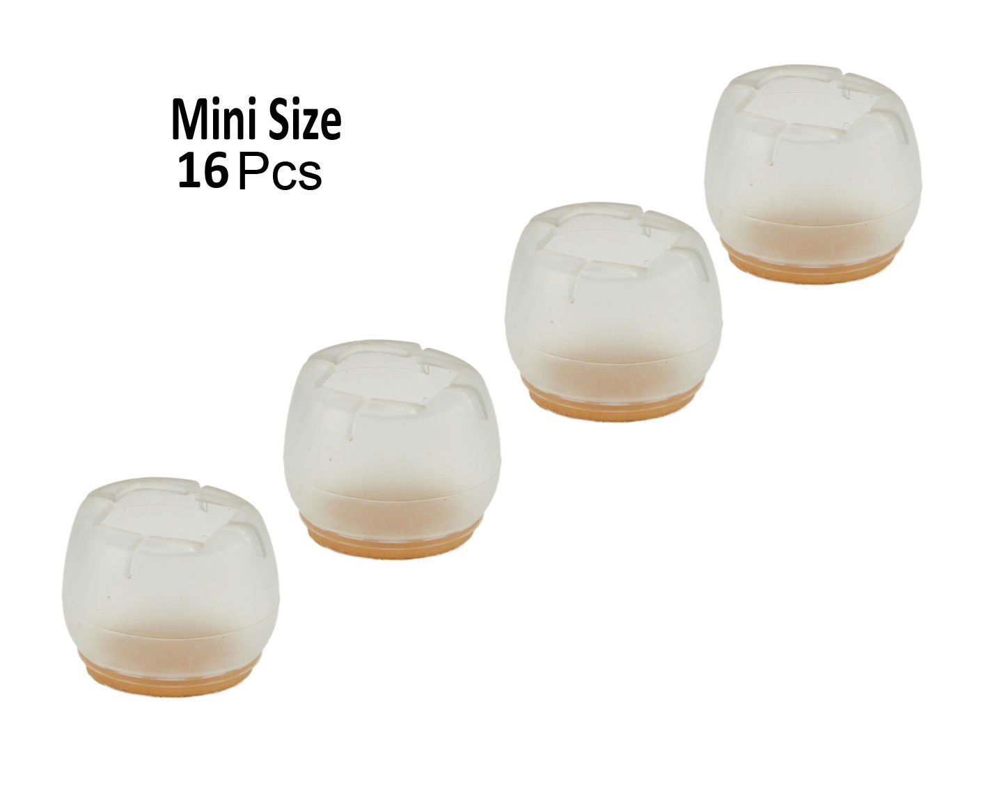 16-Piece Round Silicone Chair Socks - Non-Slip Furniture Leg Caps, Floor Protectors for Hardwood & Tile Floors (Mini Size, 16-Pack) - Perfect for Dining Chairs, Bar Stools & Office Furniture