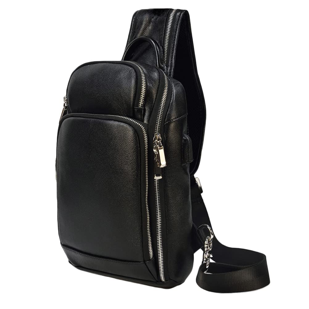 Vintage Leather Messenger Bag for Men - Small Crossbody Sling Bag, Travel Hiking Chest Shoulder Daypack, Fits iPad - Perfect for Work, Commuting & Outdoor Adventures