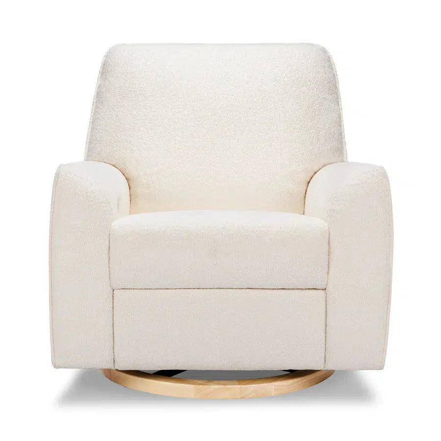 Babyletto Sunday Electronic Glider & Recliner Chair - Luxe Chantilly Fleece Upholstery with Light Wood Base | Nursery Glider for Breastfeeding & Baby Room Decor