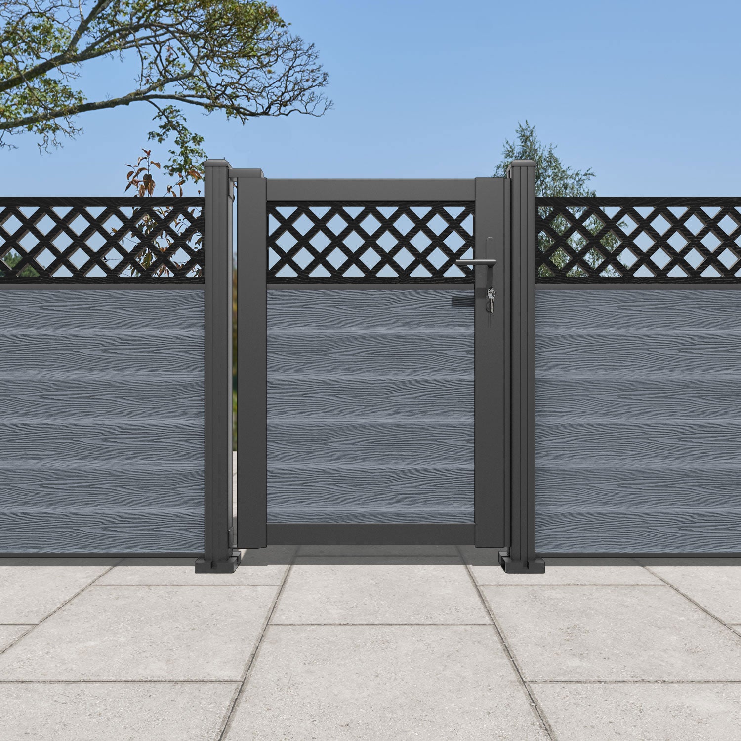 Classic Hive Pedestrian Gate - Anthracite Black Steel Fence Gate for Garden, Yard, and Driveway Security | Durable Outdoor Entryway Solution