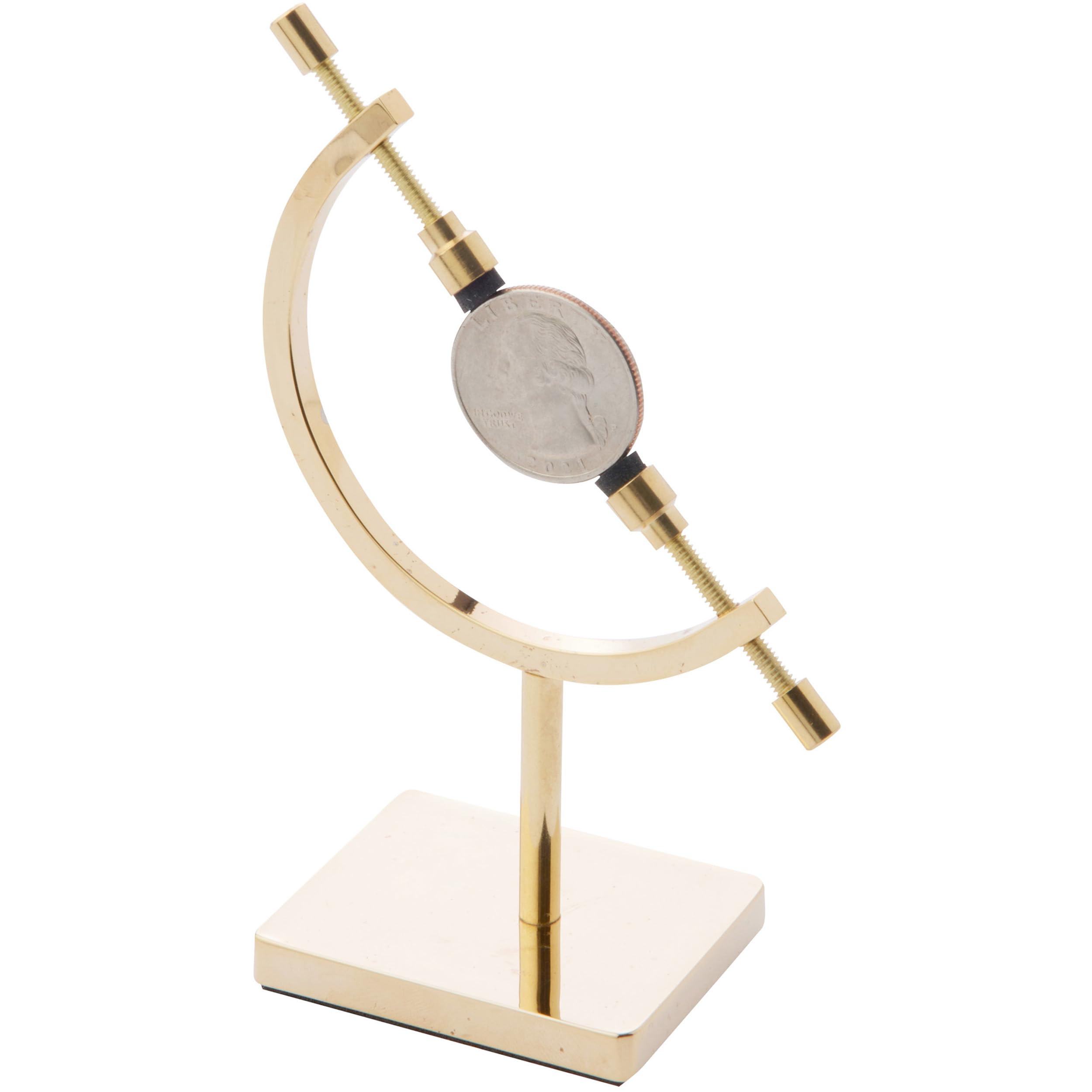 Bard's Gold-Toned Sphere Holder Caliper Stand - 4.5 Inch Height, 2.375 Inch Width, 1.5 Inch Depth - Fits 0.375 to 1.75 Inch Items - Pack of 2 - Perfect for Jewelry Display, Watchmaking, and Precision Tool Organization