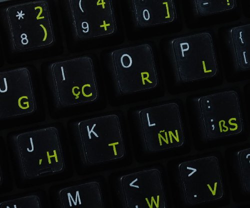 Dvorak Keyboard Stickers for Programmers - Transparent Background with Blue, Orange or Yellow Letters (Yellow) | Perfect for Coding, Typing & Customizing Mechanical Keyboards