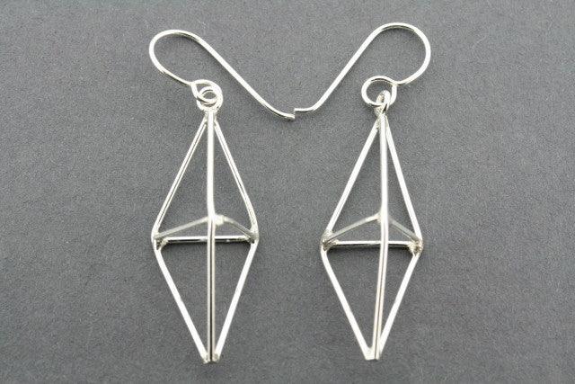 Double Pyramid Earrings Small Sterling Silver - Elegant Minimalist Jewelry for Everyday Wear & Special Occasions