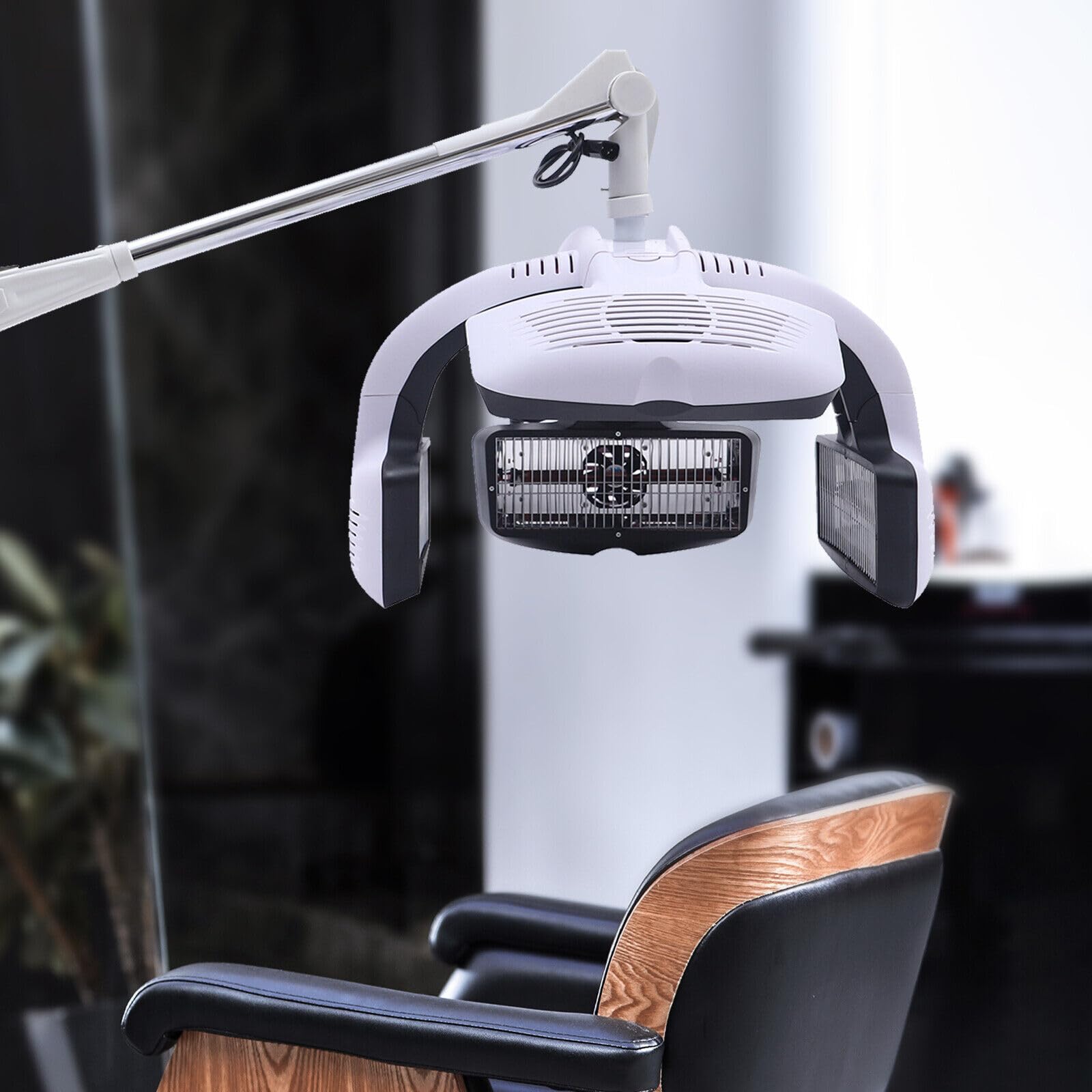 Professional 1250W Wall Mounted Hair Dryer with LCD Display & Adjustable Swing Arm - 110V Salon Hair Hood Dryer for Hair Styling & Processing - Perfect for Home & Salon Use