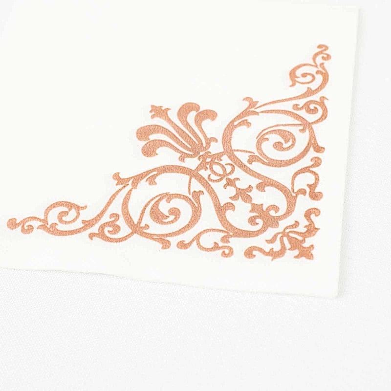 20-Pack 10x10 Inch Premium Cocktail Napkins with Elegant Metallic Fleur-de-Lis Design - Perfect for Weddings, Parties, and Home Entertaining