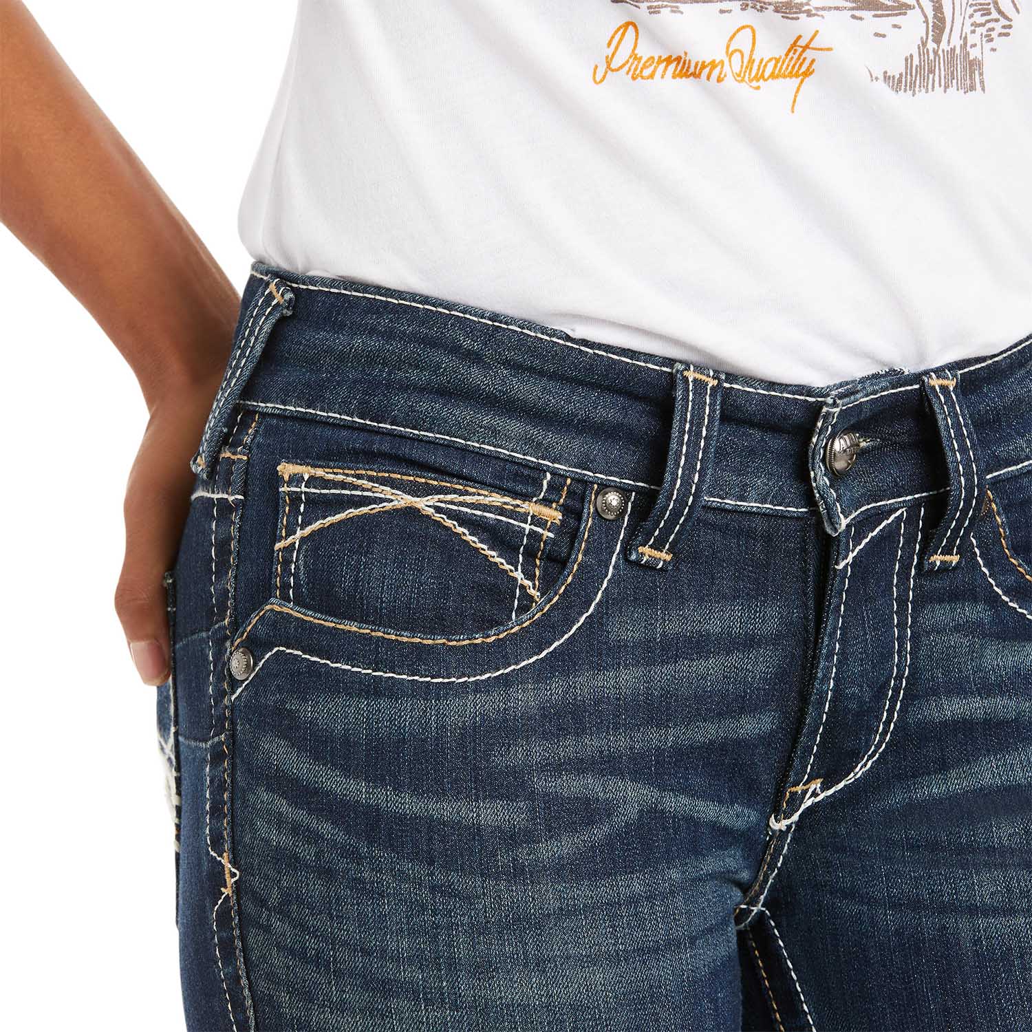 Ariat Women's Mid Rise Stretch Whipstitch Boot Cut Jeans - Comfortable Western Denim Pants for Riding, Work & Casual Wear