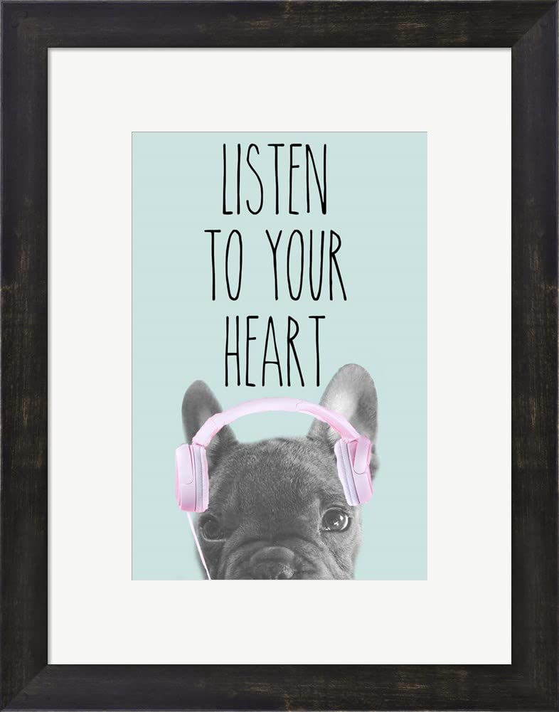 Listen to Your Heart Framed Art Print - 15x19 Inches, Espresso Brown Wood Frame - Perfect for Living Room, Bedroom & Office Decor