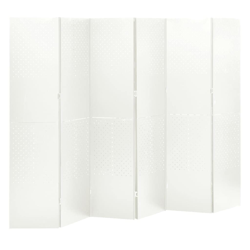 vidaXL White 6-Panel Steel Room Divider - 94.5