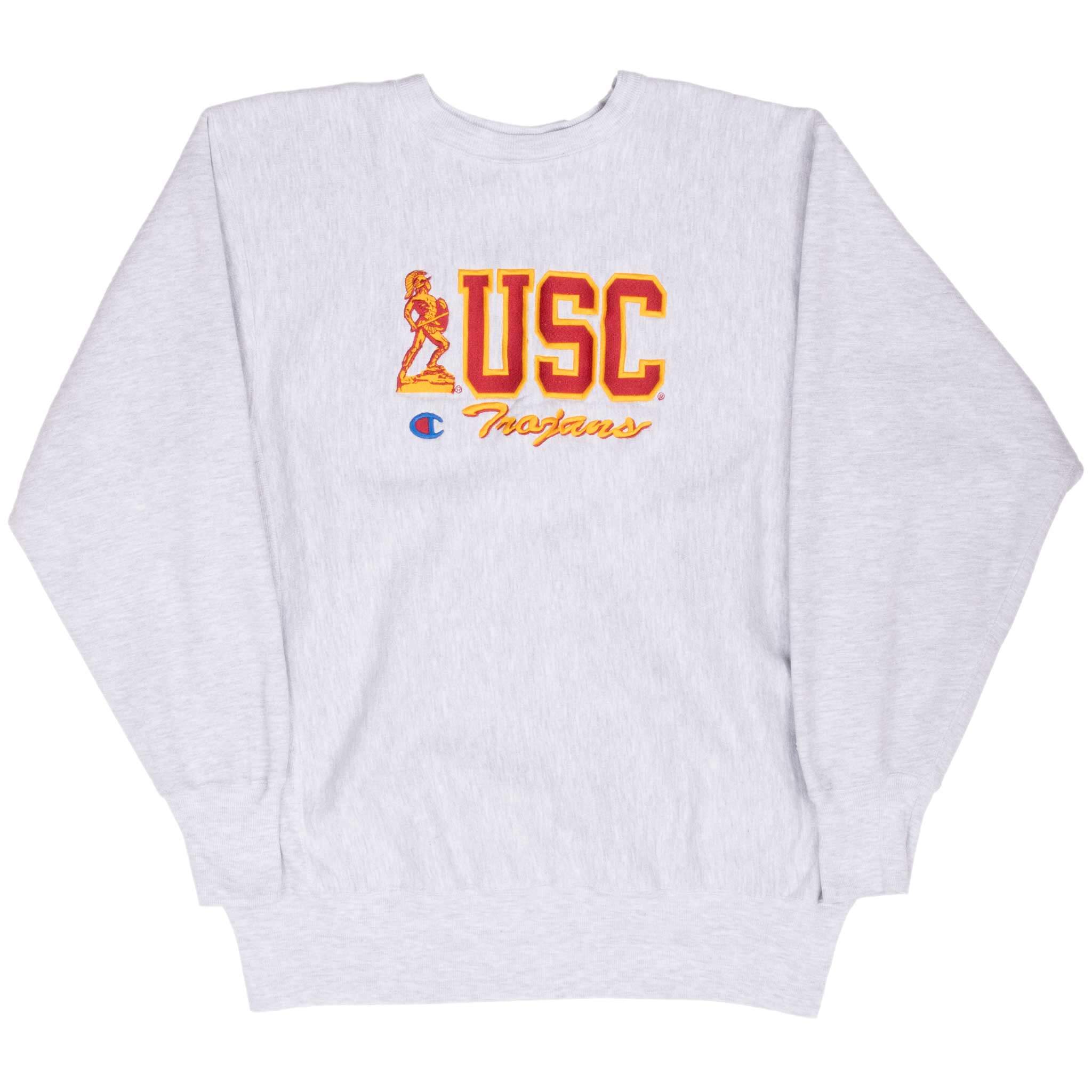 Vintage Champion Reverse Weave USC Trojans Sweatshirt 1990s XL Made in USA - Retro College Hoodie for Game Day & Casual Wear