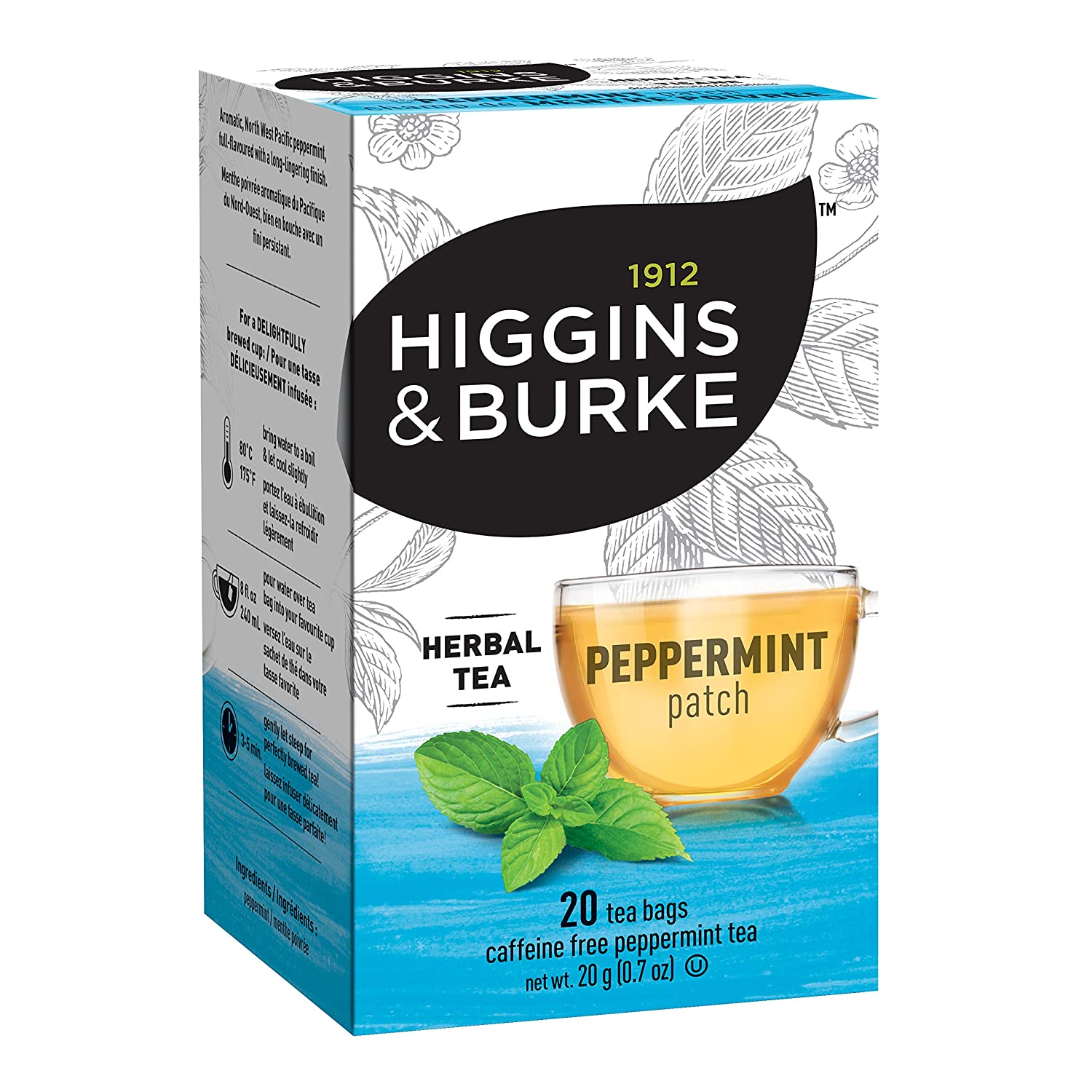 Premium Higgins & Burke Peppermint Patch Herbal Tea - 20 Filterbags | Organic, Caffeine-Free & Soothing | Perfect for Relaxation, Stress Relief & After-Meal Digestive Aid