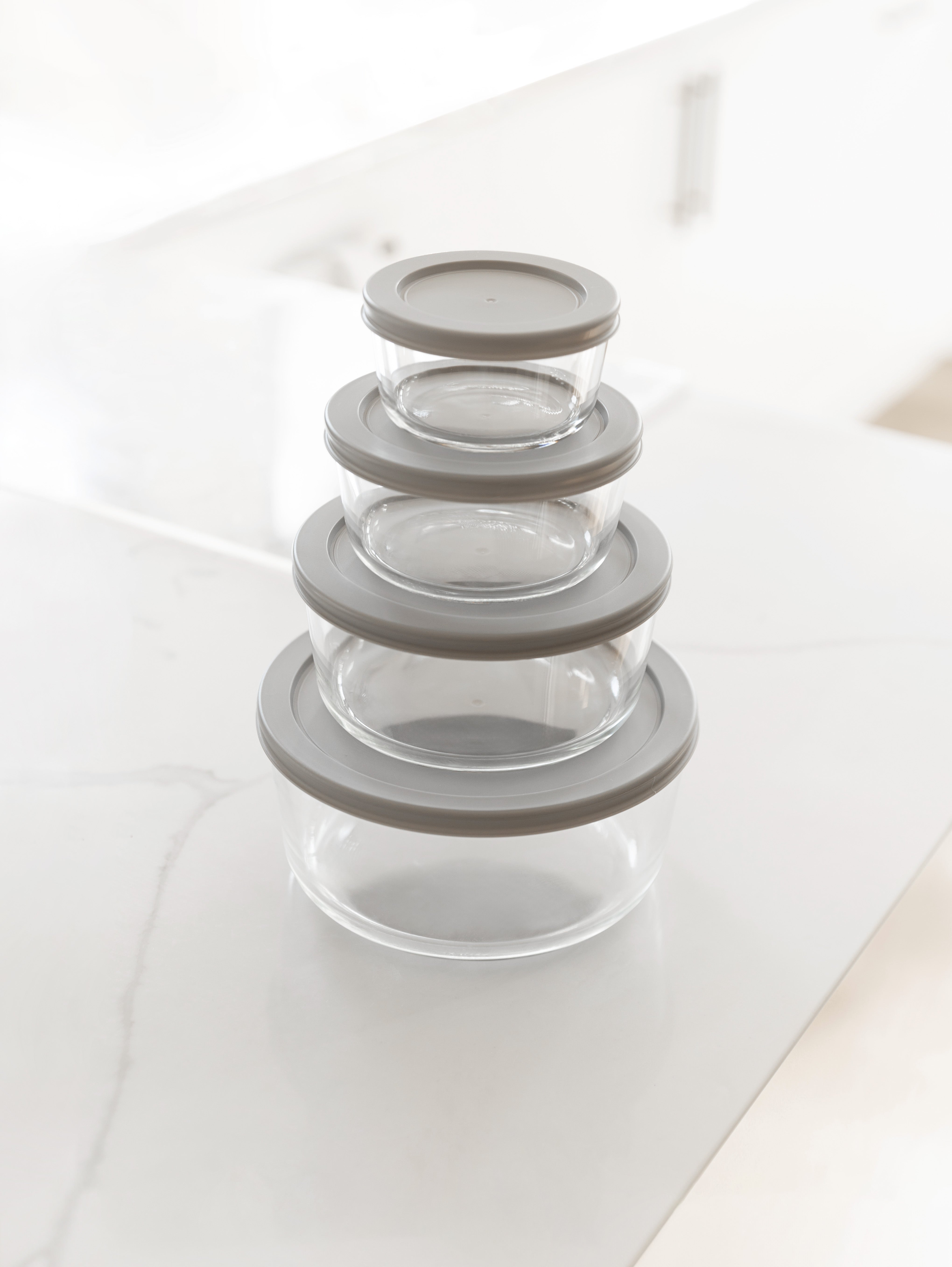 Airtight Glass Food Storage Containers with Lids - 4-Piece Set for Kitchen Pantry Organization, Meal Prep & Leftovers | BPA-Free, Leakproof & Stackable