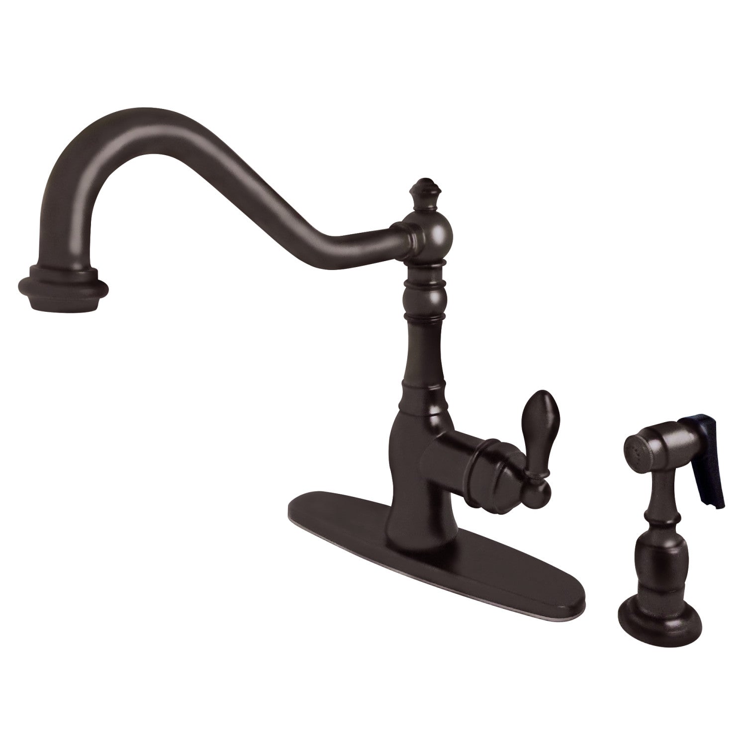 American Classic GSY7705ACLBS Single Handle 2 or 4 Hole Deck Mount Kitchen Faucet with Brass Side Sprayer, Oil Rubbed Bronze - Perfect for Modern Farmhouse & Industrial Style Kitchens