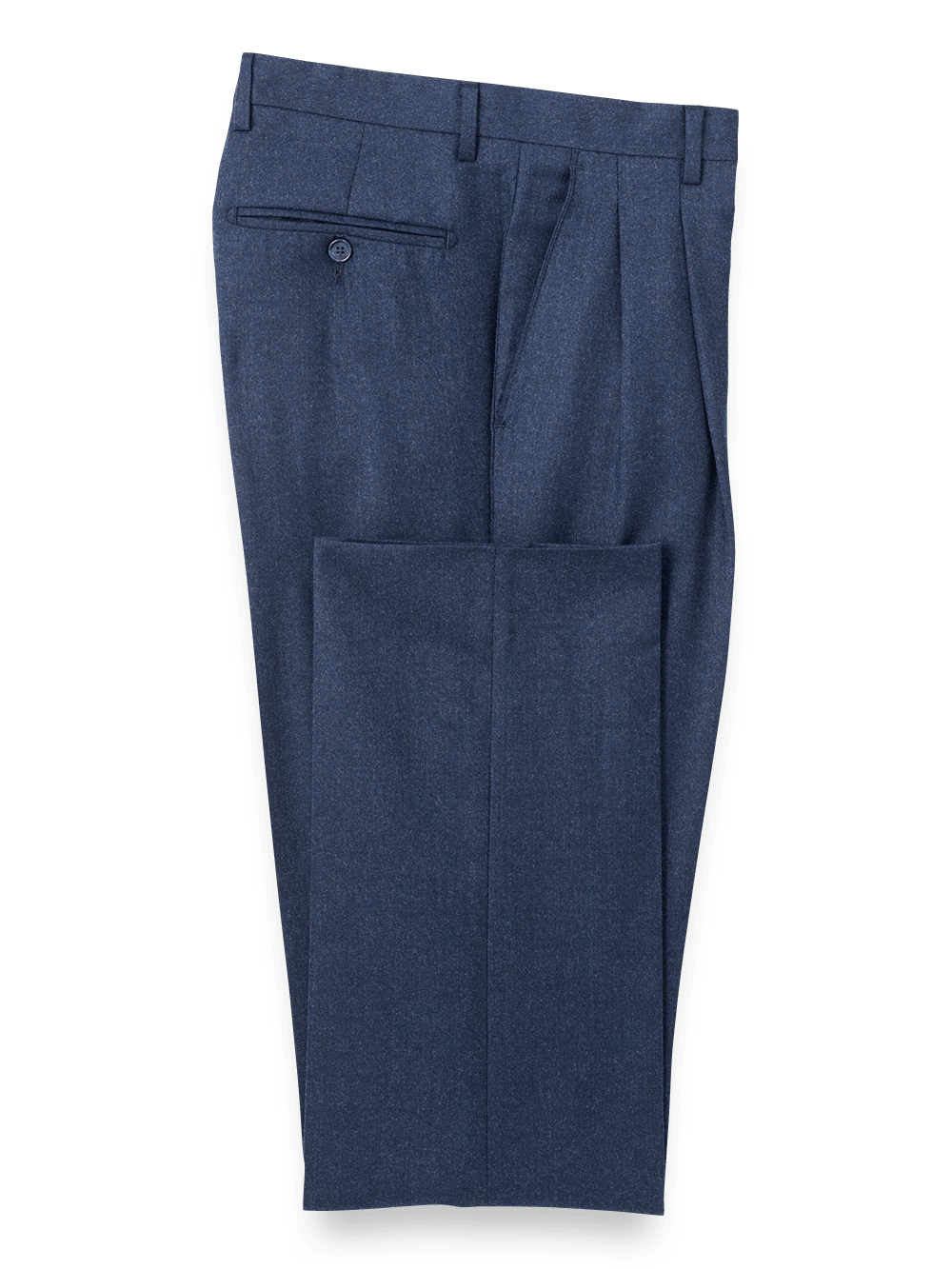 Premium Wool Flannel Pleated Pants for Men - Classic Blue Trousers | Comfortable & Stylish for Office, Business Casual & Winter Wear