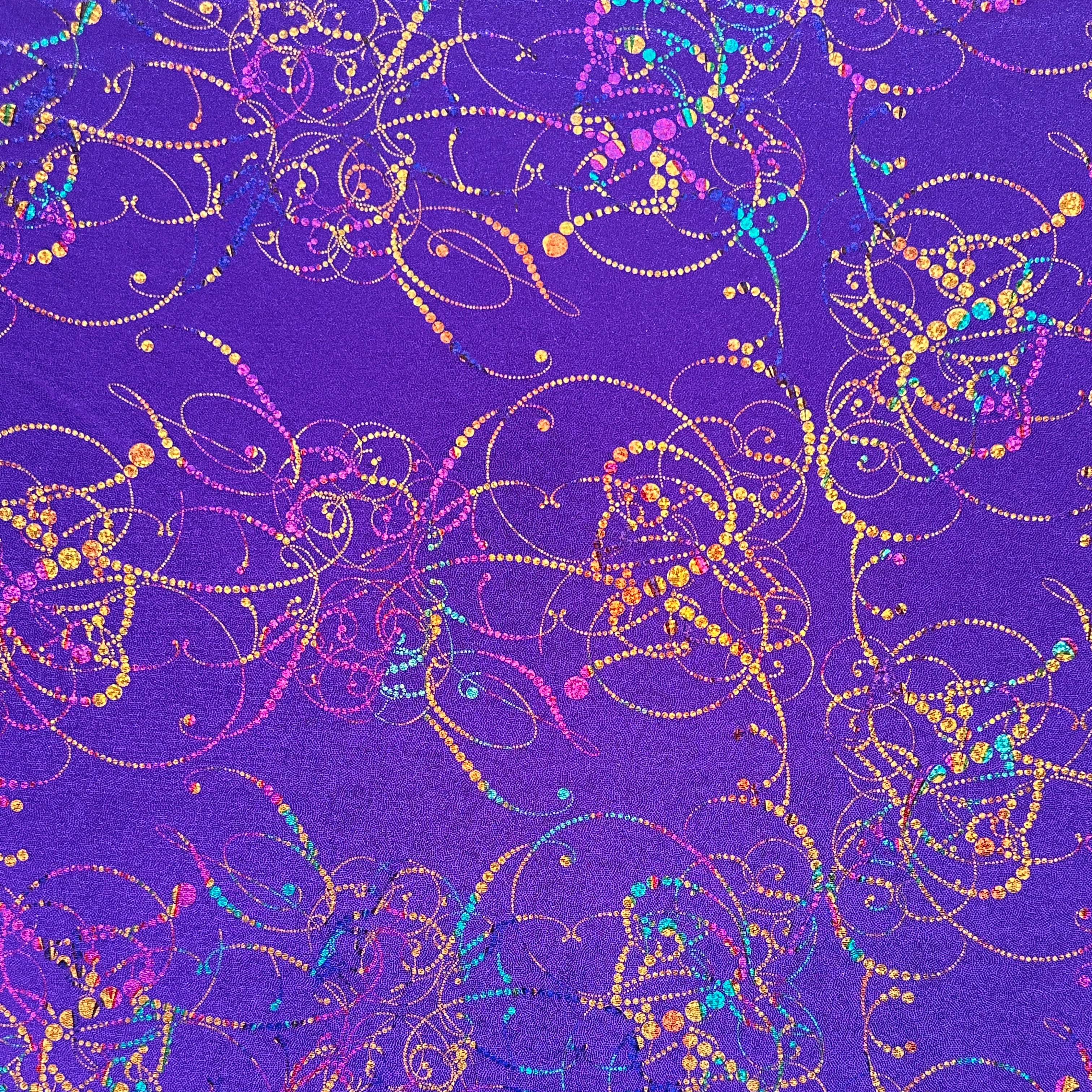 Hologram Fog Foil Spandex Fabric - Parisian Purple Metallic Stretch Material for Dance Costumes, Leggings & Fashion Apparel