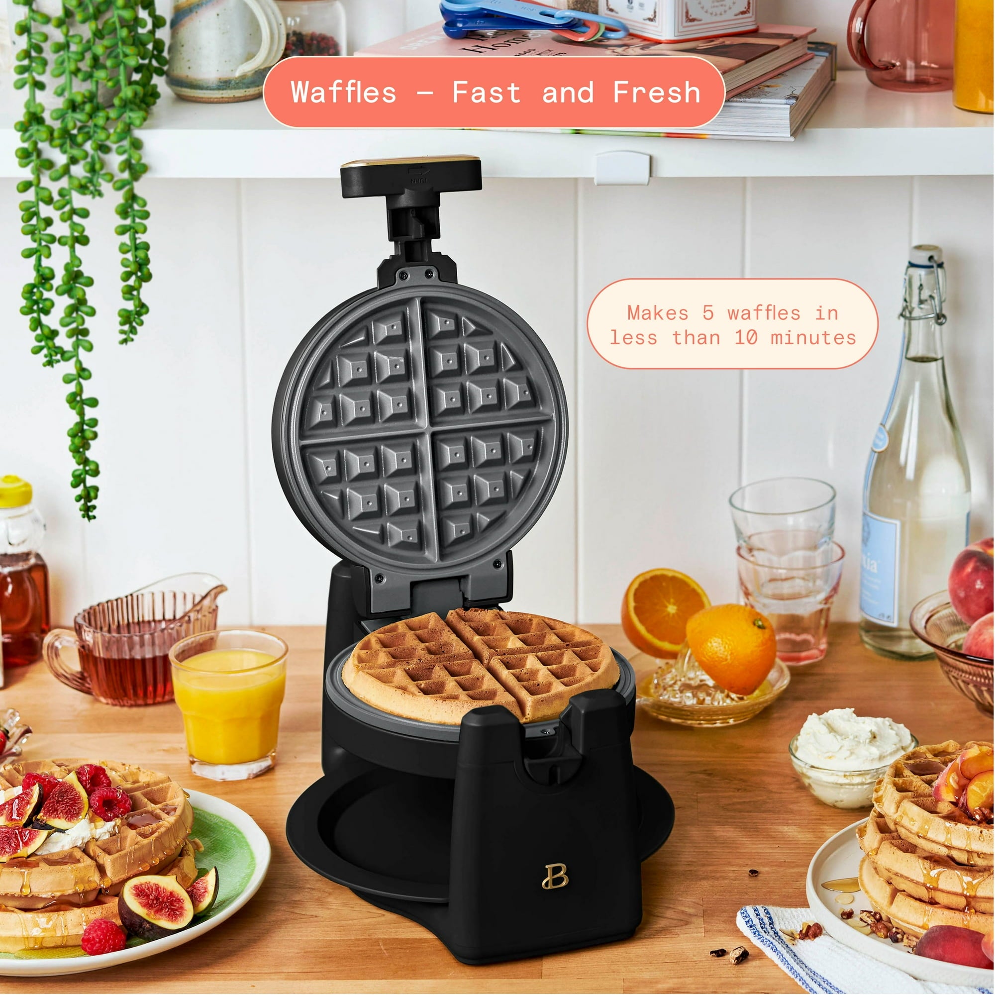 Premium 19427 Rotating Belgian Waffle Maker - Non-Stick Coating, Adjustable Temperature, Perfect for Breakfast & Brunch - Ideal for Home, Cafe, and Restaurant Use