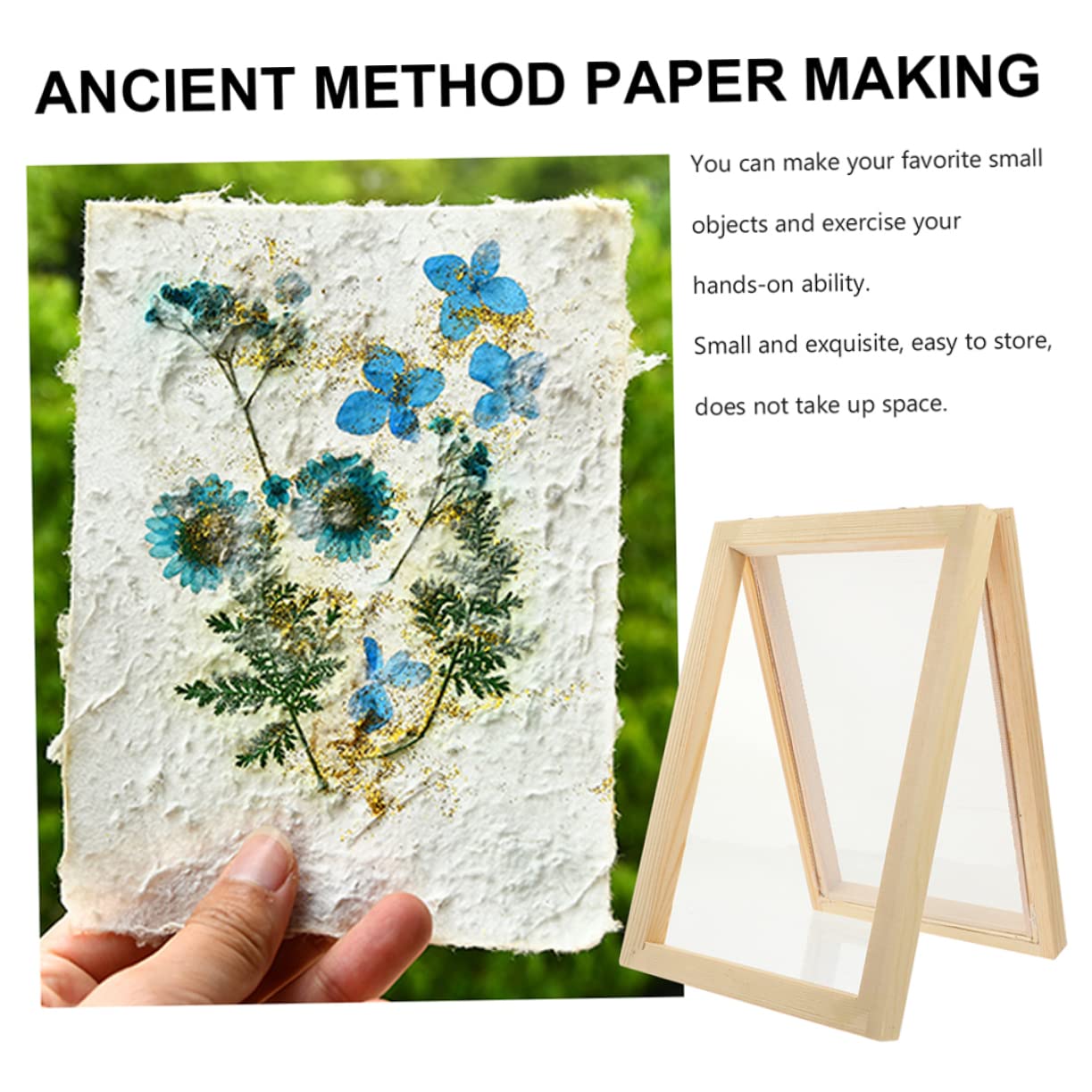 COHEALI 2-Piece Wooden Paper Making Screen Set - DIY Handmade Paper Molds & Deckle for Crafting, Scrapbooking, and Art Projects - Perfect for Homemade Stationery, Greeting Cards, and Gift Wrapping