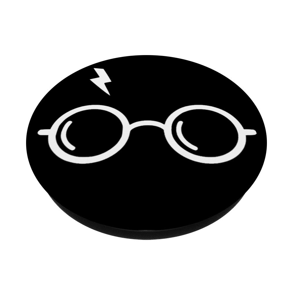 Harry Potter Wizard Round Glasses with Lightning Bolt Scar Design - Swappable PopGrip Phone Grip & Stand for iPhone, Samsung, Tablets - Perfect for Fans, Cosplay, and Magic-Themed Parties